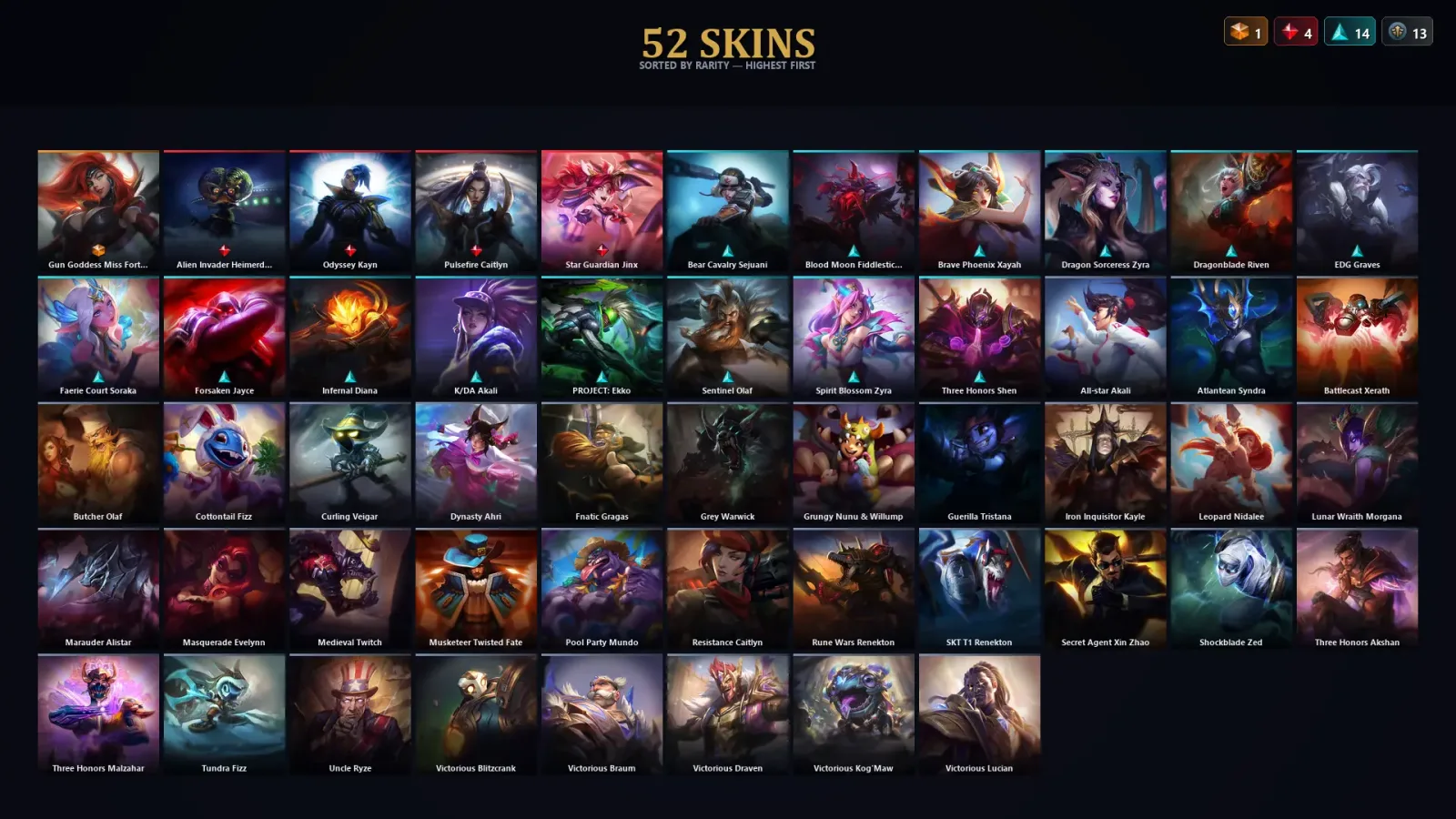 [LoL] | TR | Level 206 | Diamond I | 158 Champions | 52 Skins — LoL account
