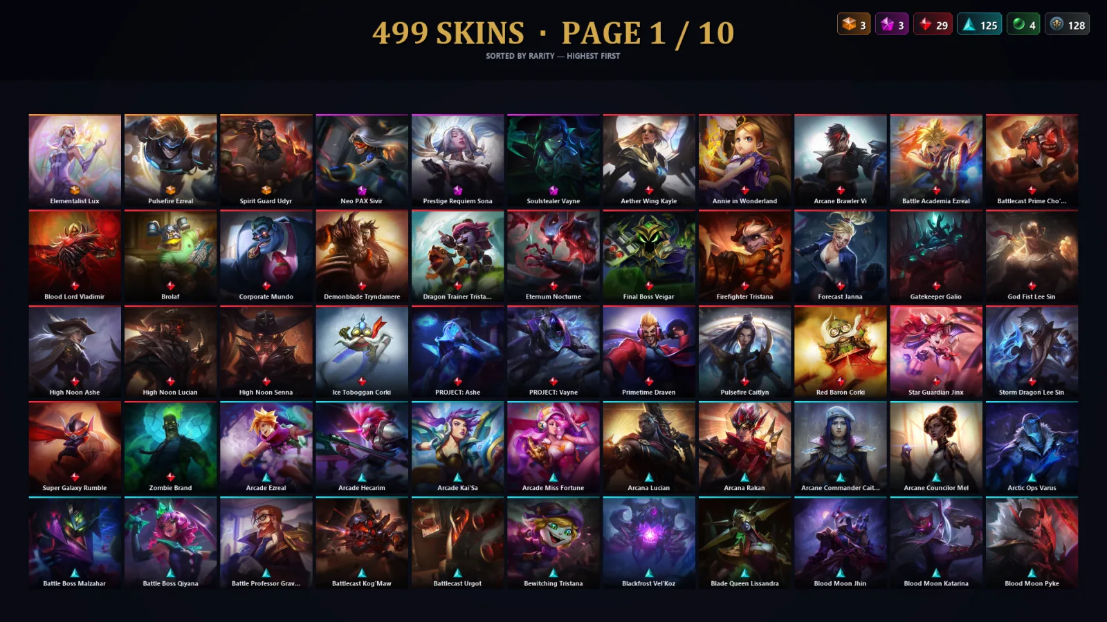 [LoL] | EUW | Level 235 | Gold III | 172 Champions | 499 Skins | 144,502 BE