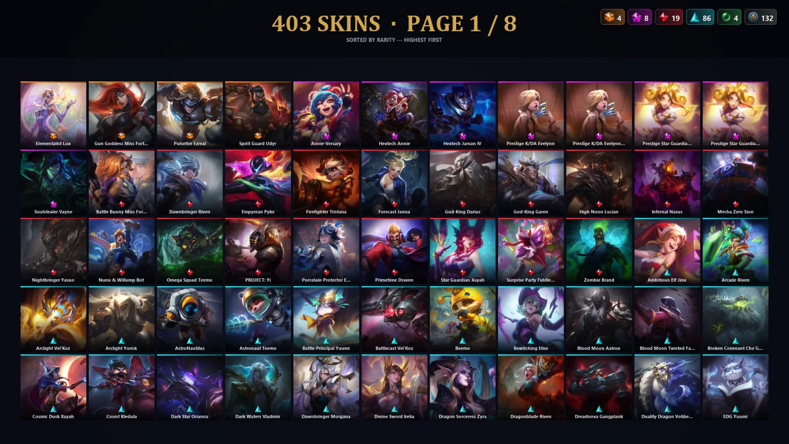 [LoL] | EUW | Level 182 | 155 Champions | 371 Skins | 12,018 BE