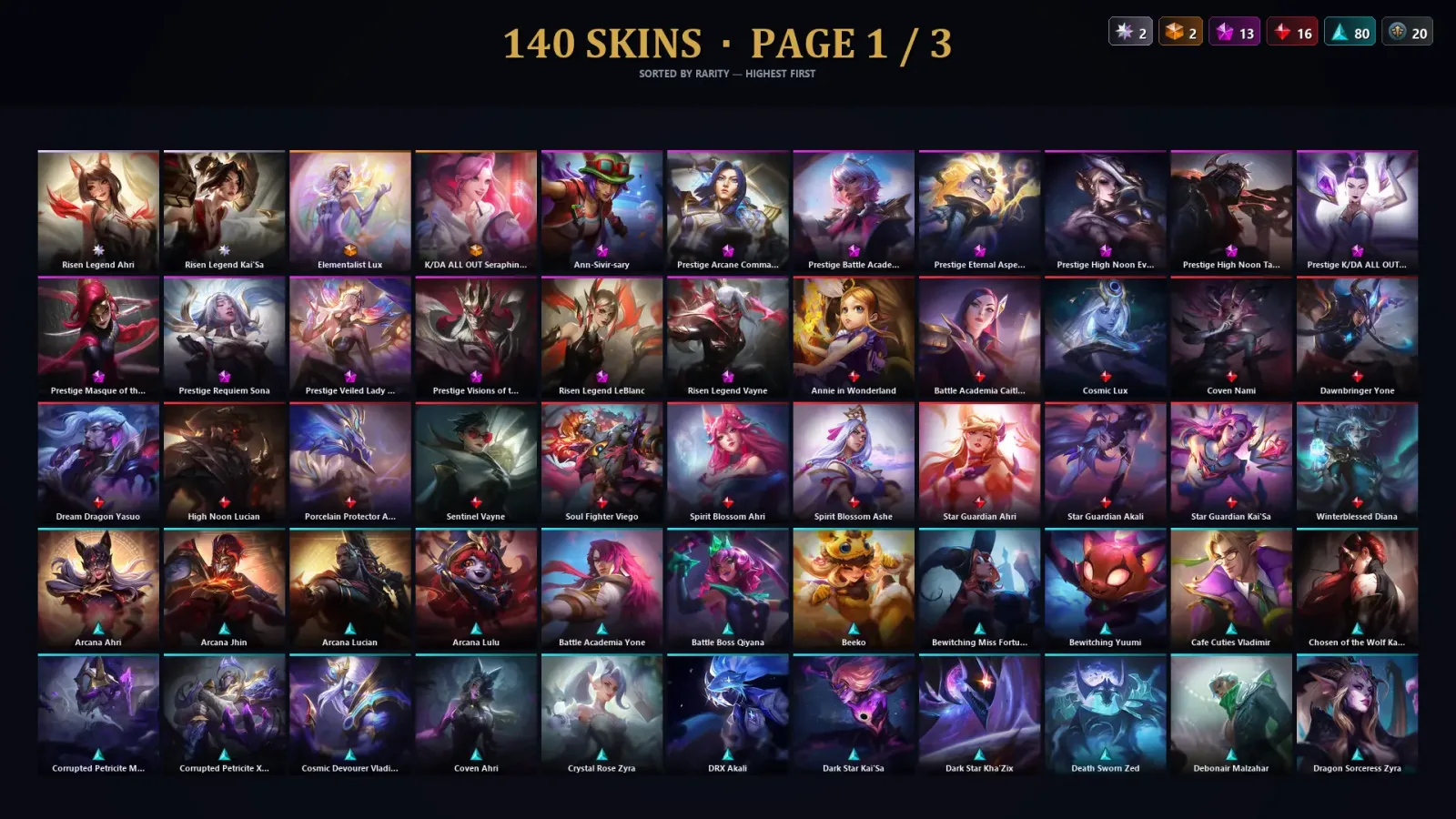 [LoL] | TR | Level 155 | Emerald I | 147 Champions | 140 Skins — LoL account