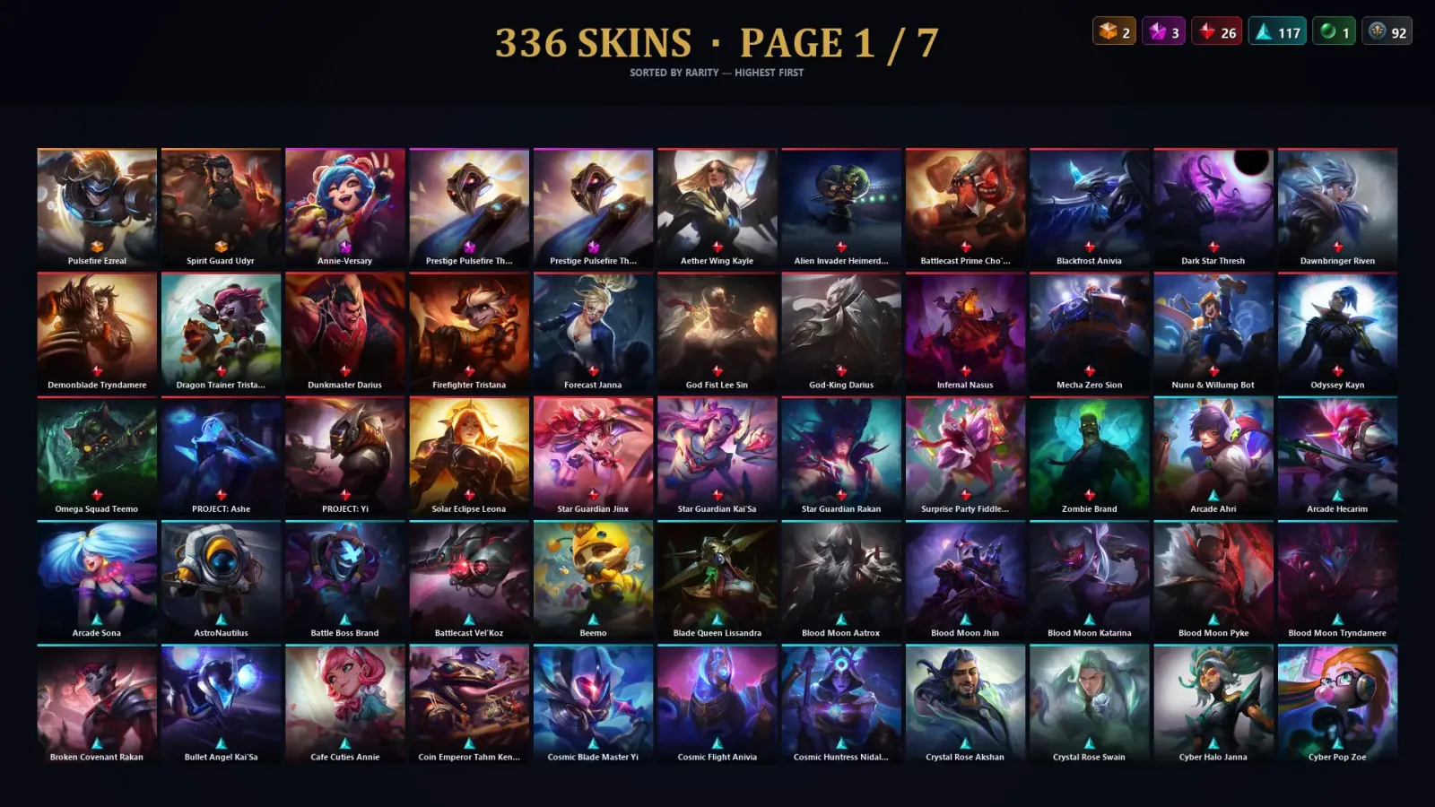 [LoL] | EUW | Level 257 | 167 Champions | 336 Skins | 137,159 BE — LoL account