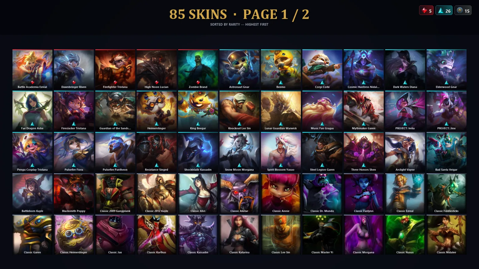 [LoL] | TR | Level 148 | Diamond II | 158 Champions | 85 Skins | 19,766 BE