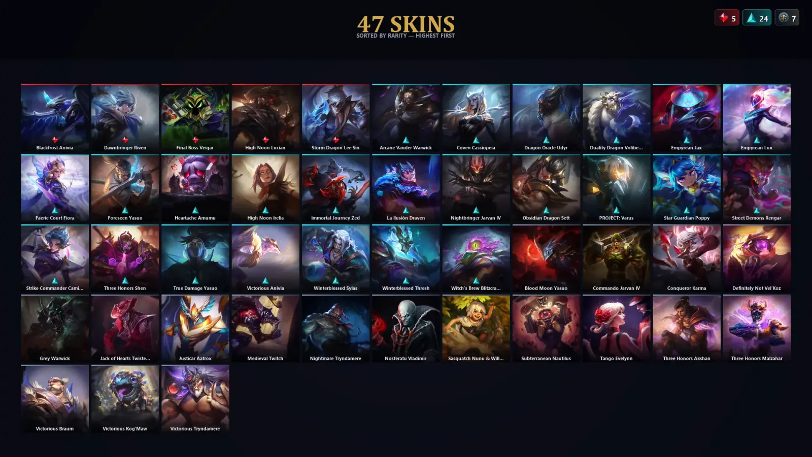 [LoL] | TR | Level 96 | Platinum I | 91 Champions | 47 Skins | 12,688 BE — LoL account