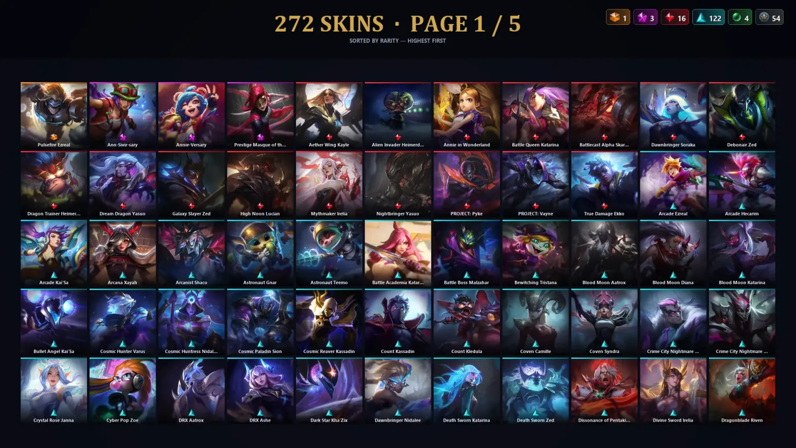 [LoL] | EUW | Level 500 | 172 Champions | 272 Skins — LoL account