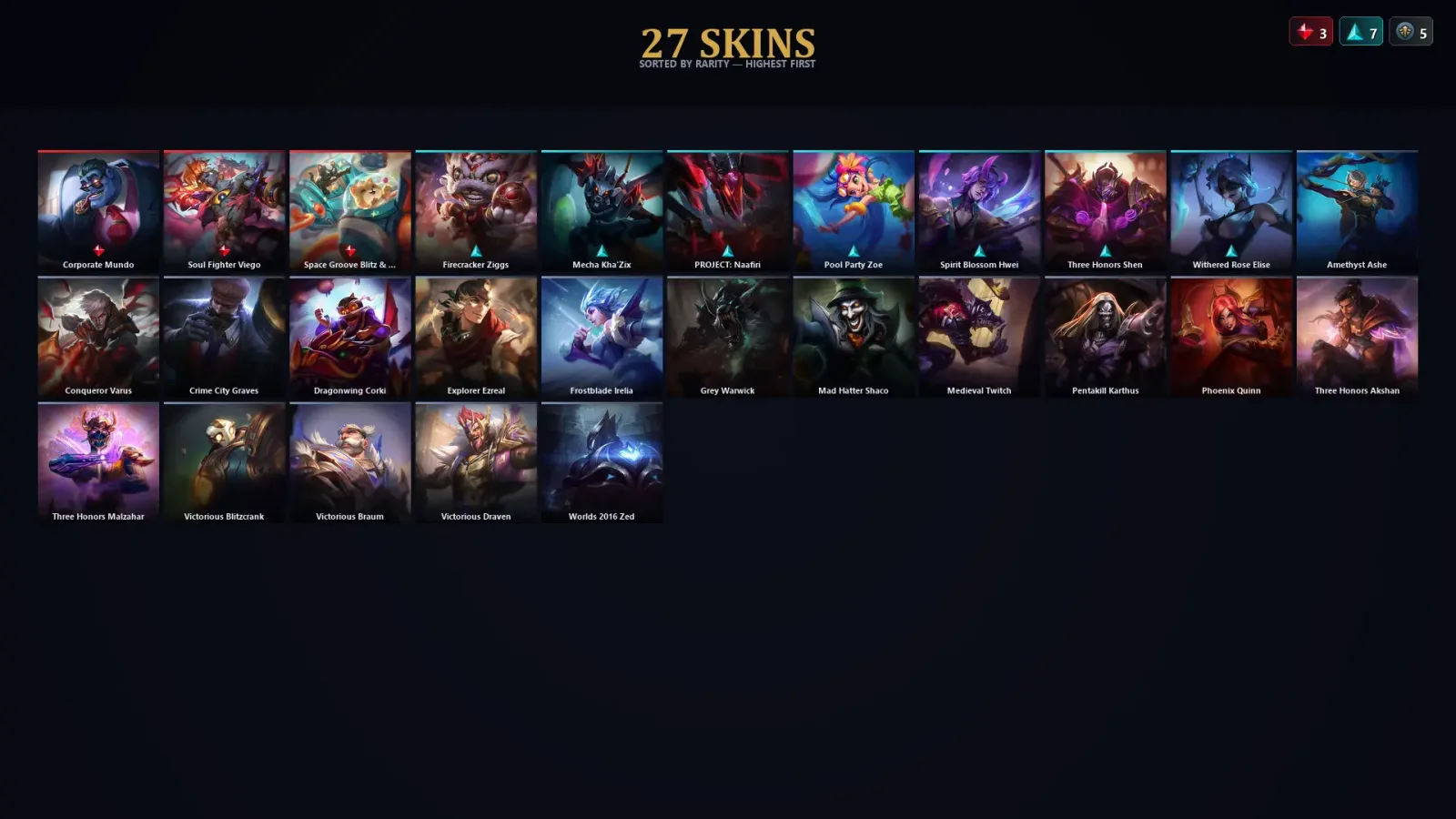 [LoL] | TR | Level 30 | Challenger | 117 Champions | 27 Skins — LoL account