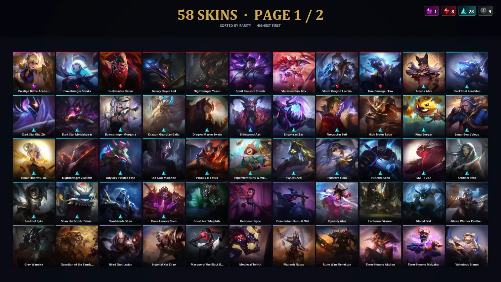 [LoL] | TR | Level 176 | Platinum IV | 120 Champions | 58 Skins | 34,097 BE
