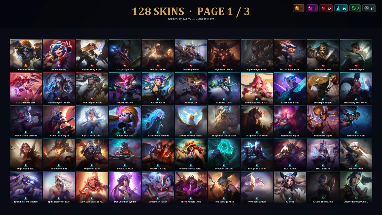 [LoL] | TR | Level 320 | Platinum III | 157 Champions | 96 Skins | 33,534 BE