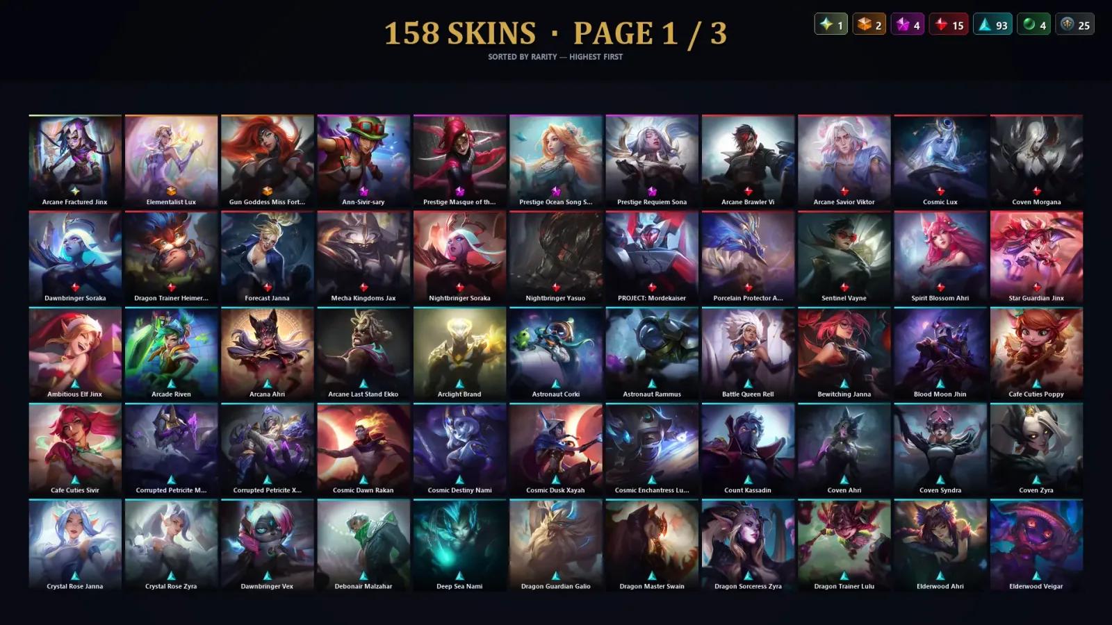 [LoL] | TR | Level 406 | Platinum I | 150 Champions | 158 Skins | 59,027 BE — LoL account