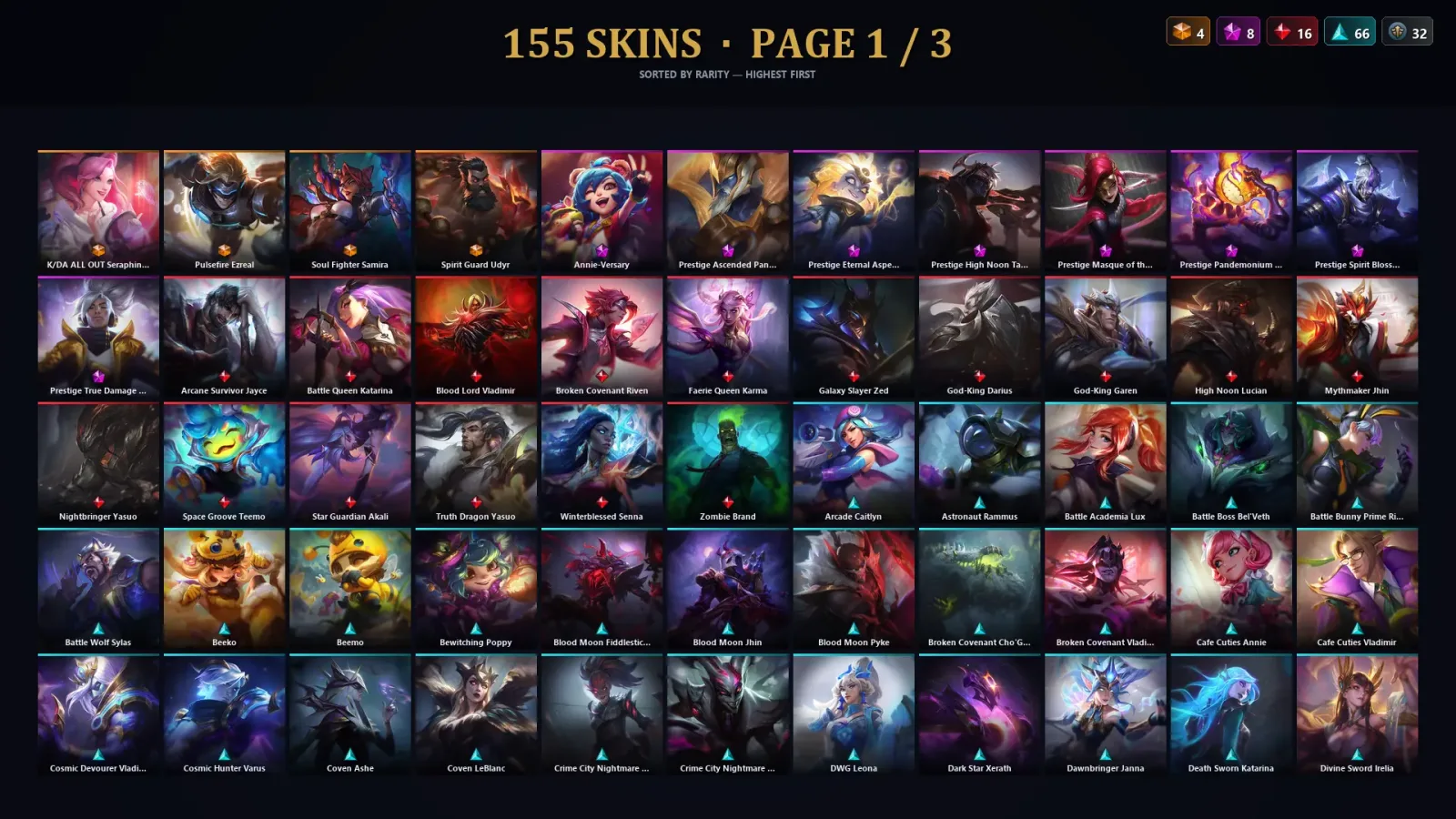 [LoL] | TR | Level 235 | 173 Champions | 155 Skins