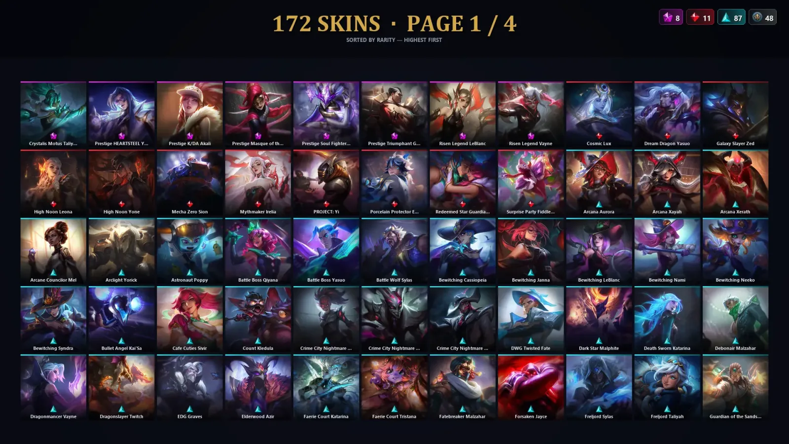 [LoL] | TR | Level 210 | Emerald II | 173 Champions | 172 Skins | 38,794 BE