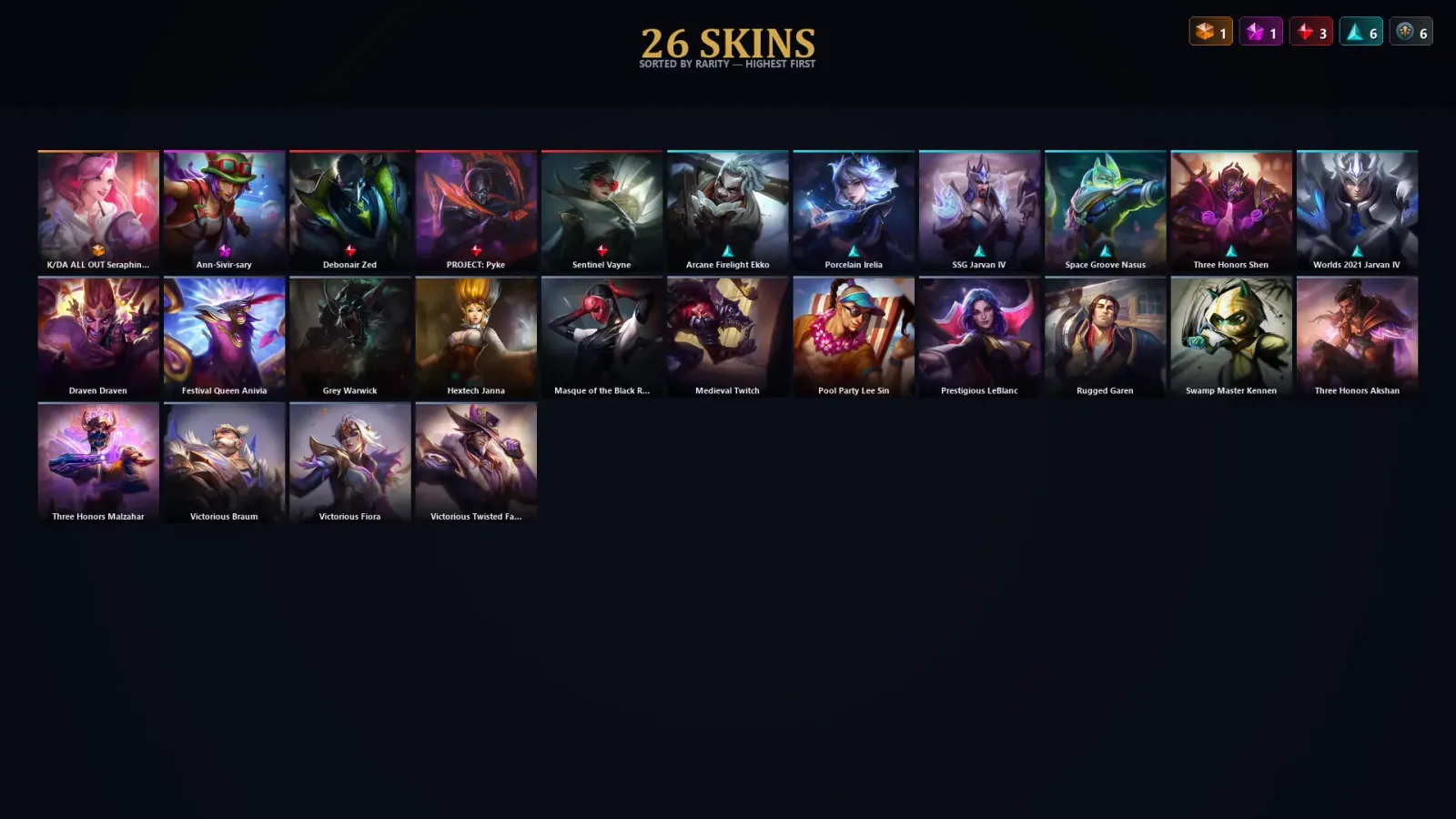 [LoL] | EUW | Level 65 | Diamond I | 79 Champions | 26 Skins | 15,947 BE — LoL account