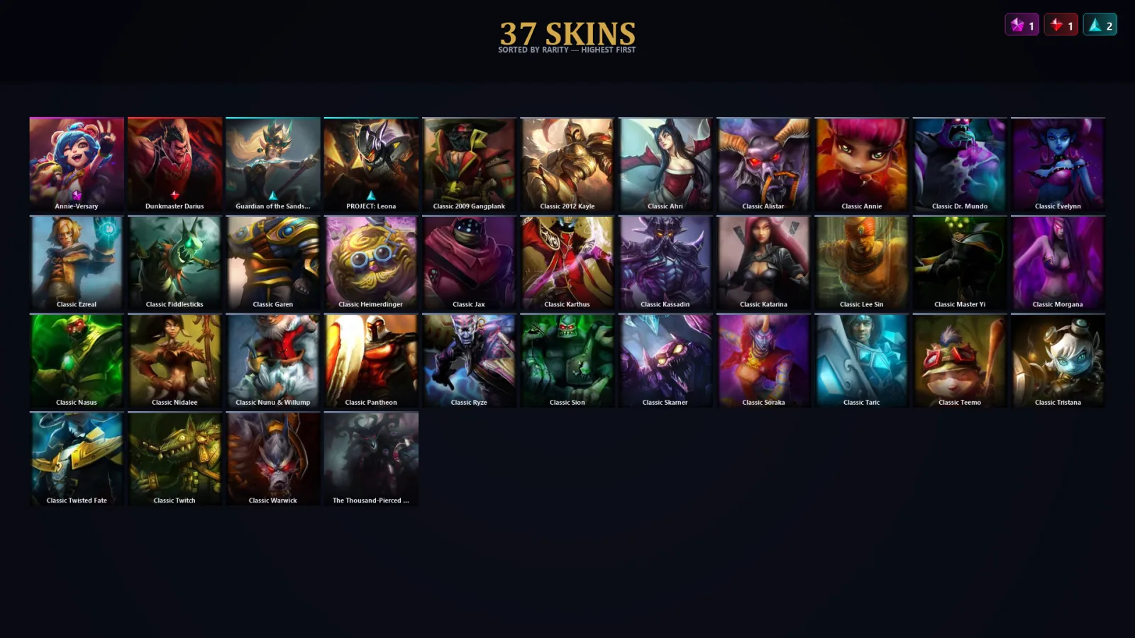 [LoL] | TR | Level 55 | 37 Champions | 5 Skins | 23,775 BE