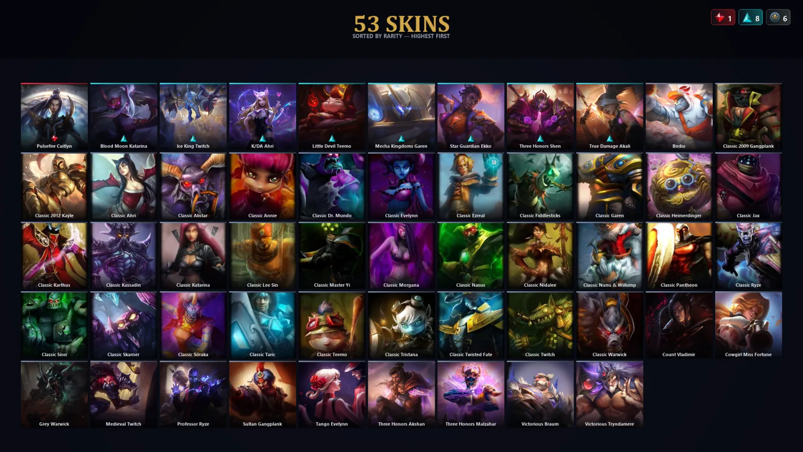[LoL] | TR | Level 30 | Master | 71 Champions | 53 Skins | 16,349 BE