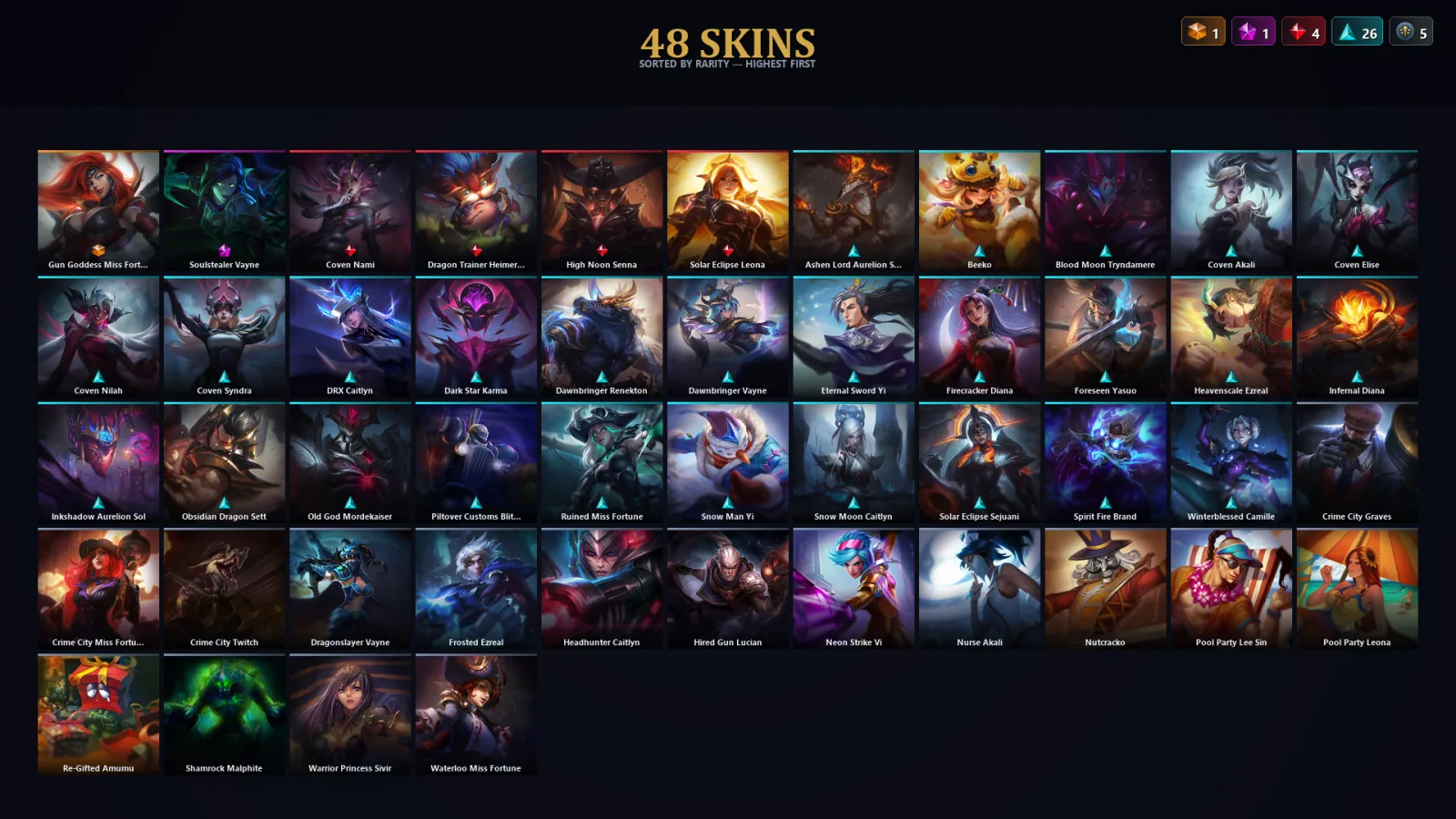 [LoL] | EUW | Level 33 | 63 Champions | 48 Skins | 23,626 BE