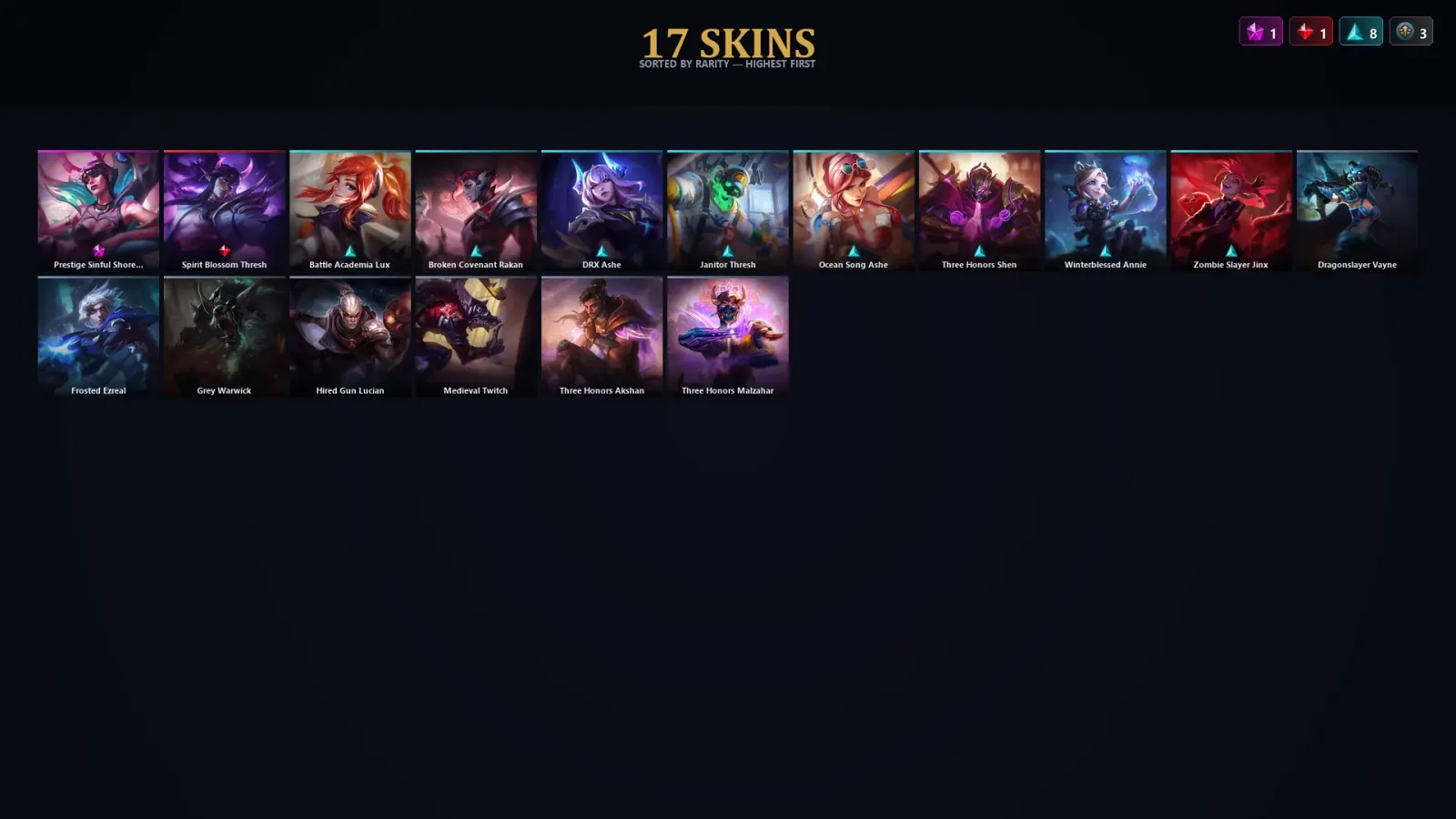 [LoL] | TR | Level 35 | 75 Champions | 17 Skins