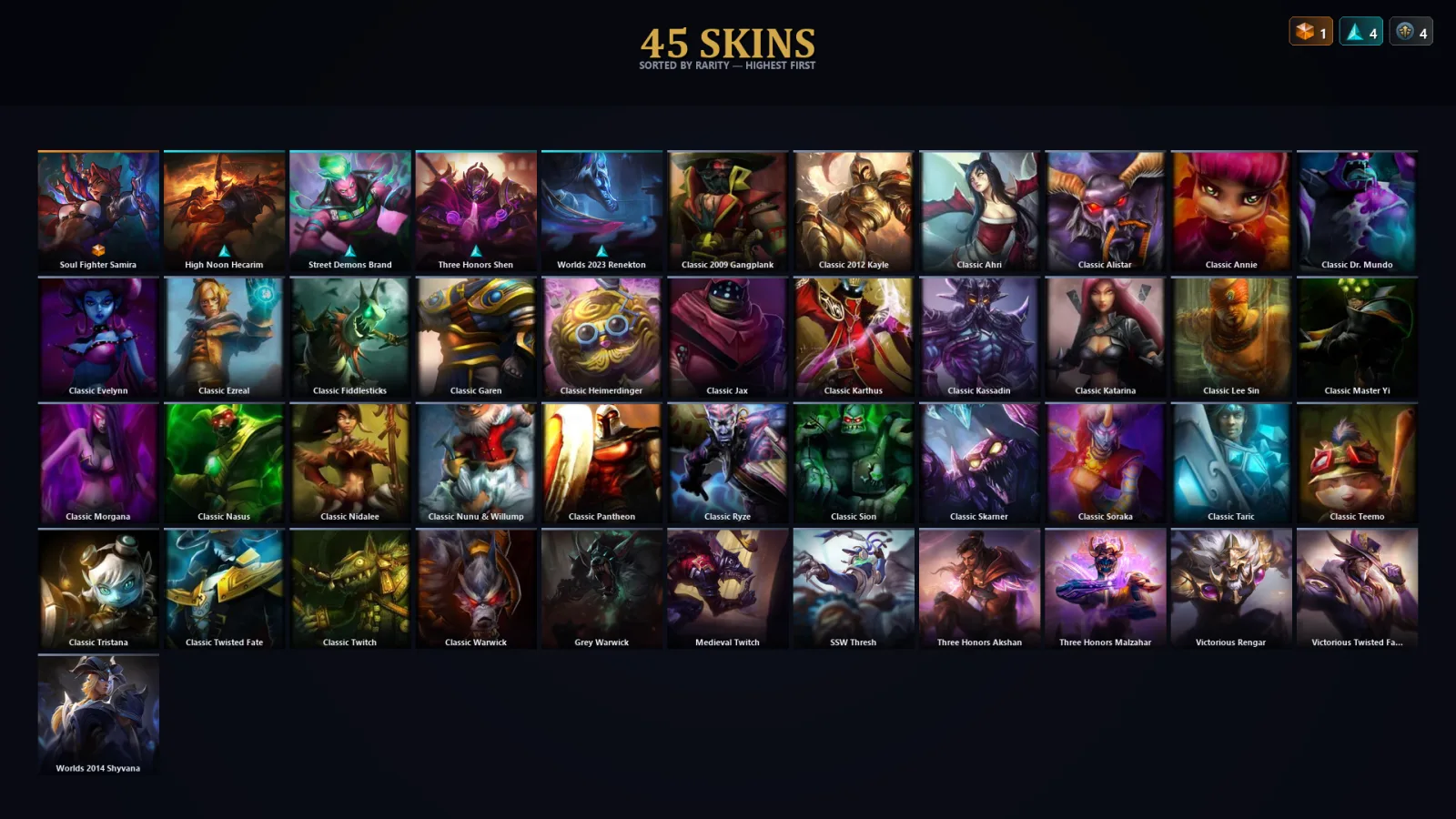 [LoL] | TR | Level 56 | Diamond III | 50 Champions | 45 Skins | 17,996 BE