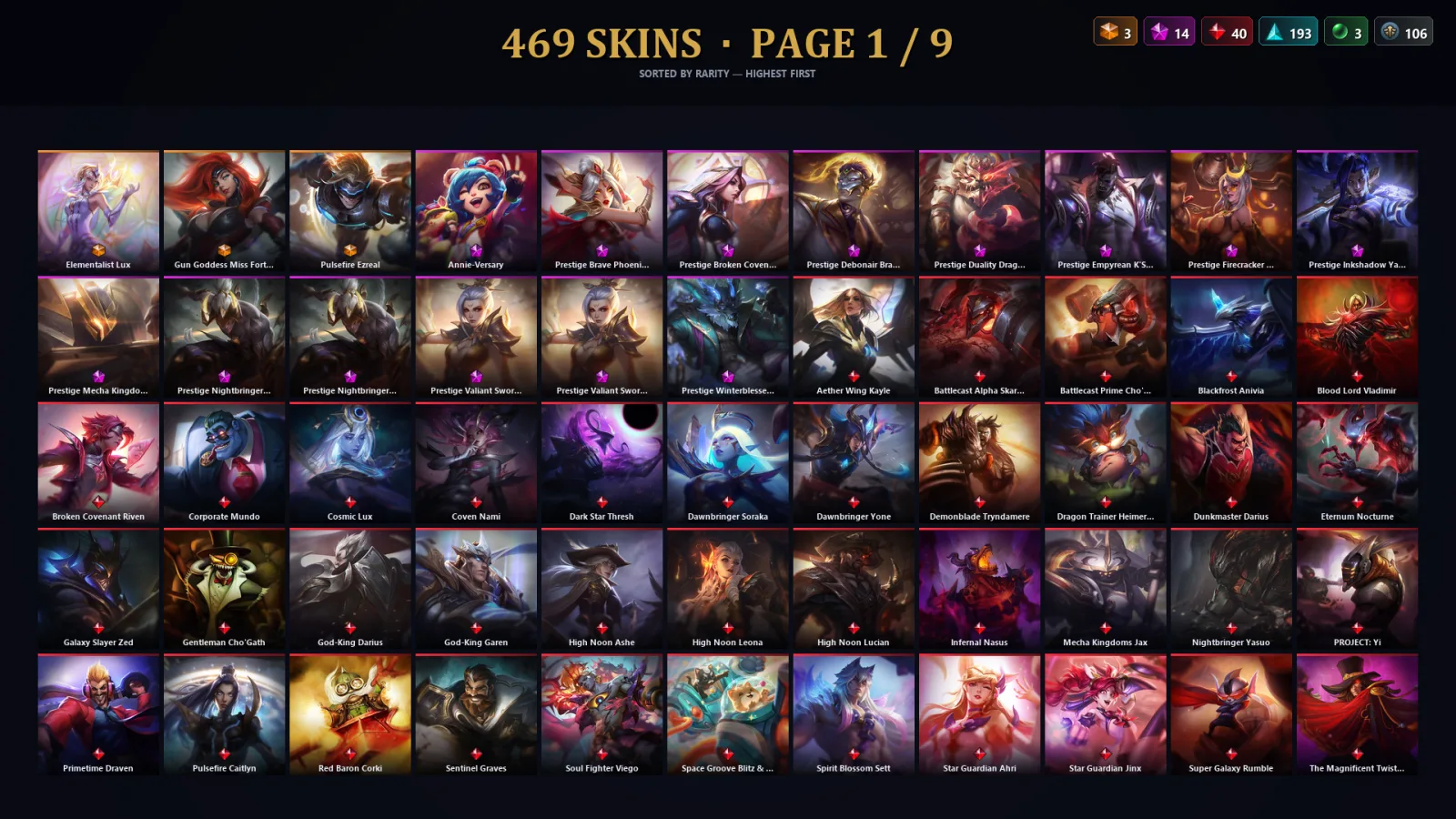 [LoL] | EUW | Level 500 | 172 Champions | 437 Skins | 47,134 BE