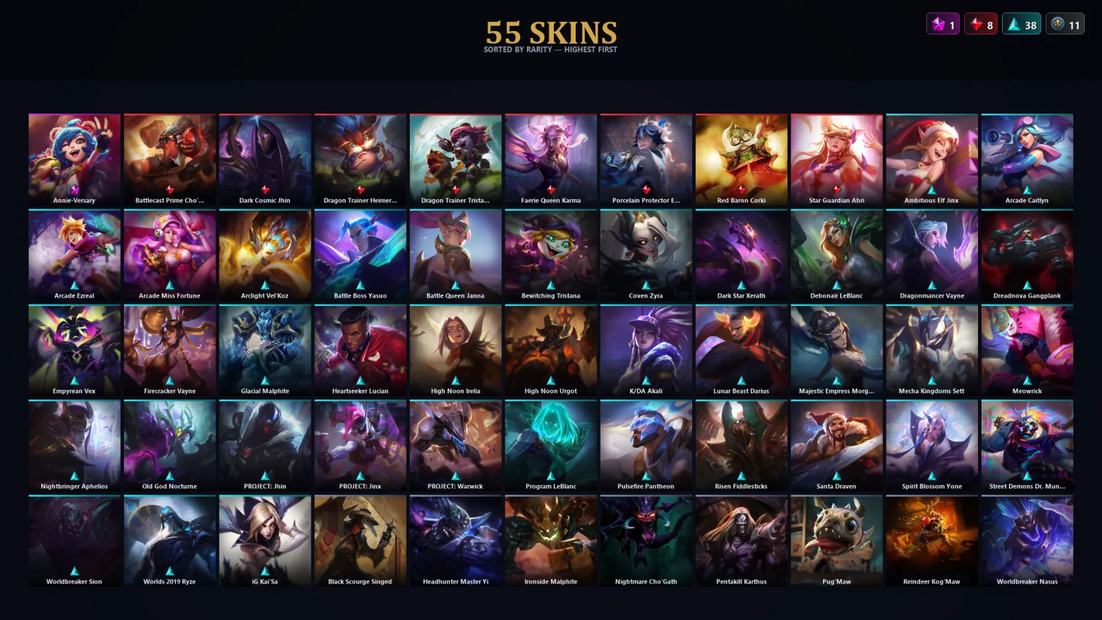 [LoL] | TR | Level 125 | 112 Champions | 55 Skins