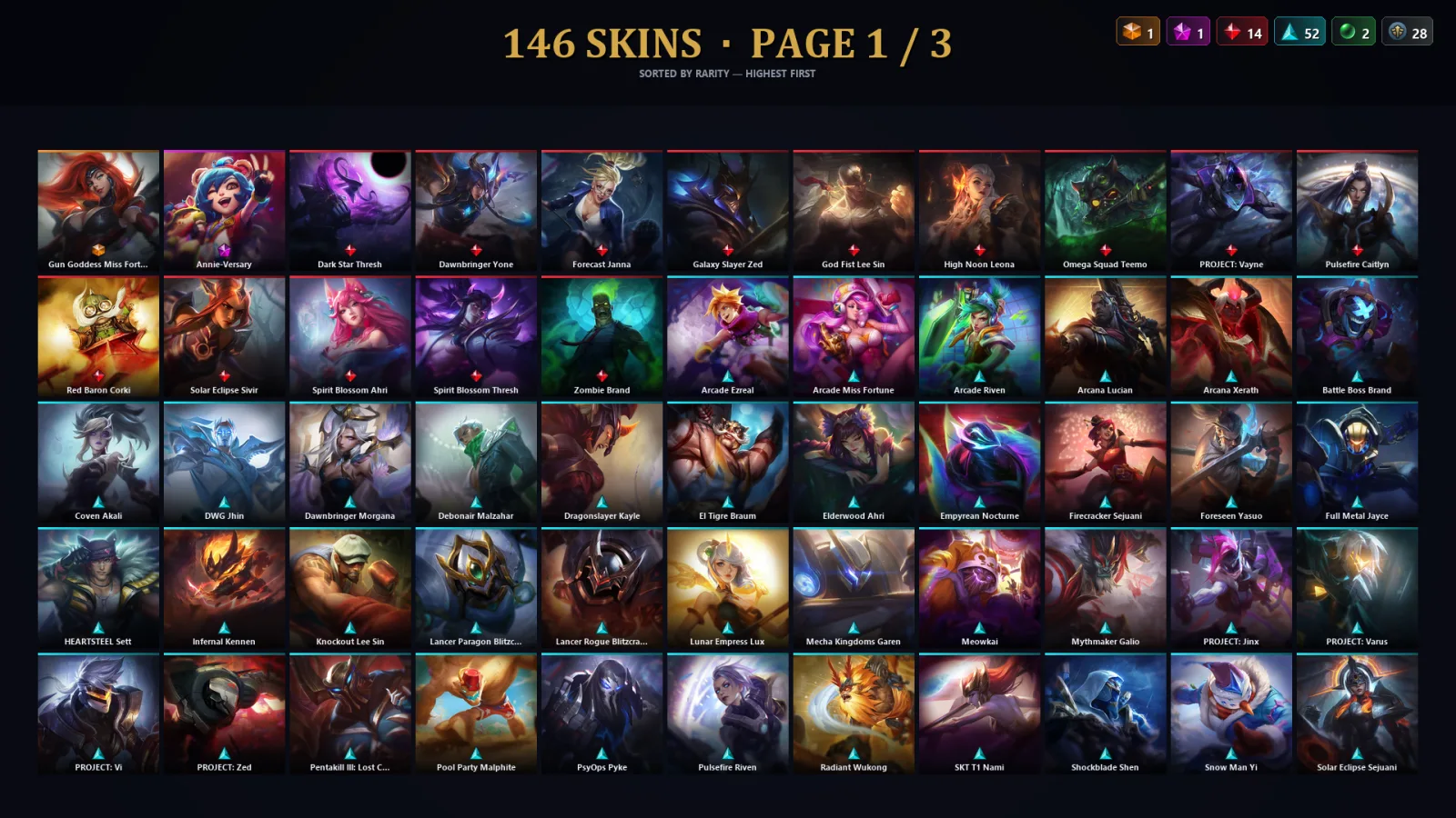 [LoL] | TR | Level 408 | Gold III | 173 Champions | 146 Skins | 188,196 BE
