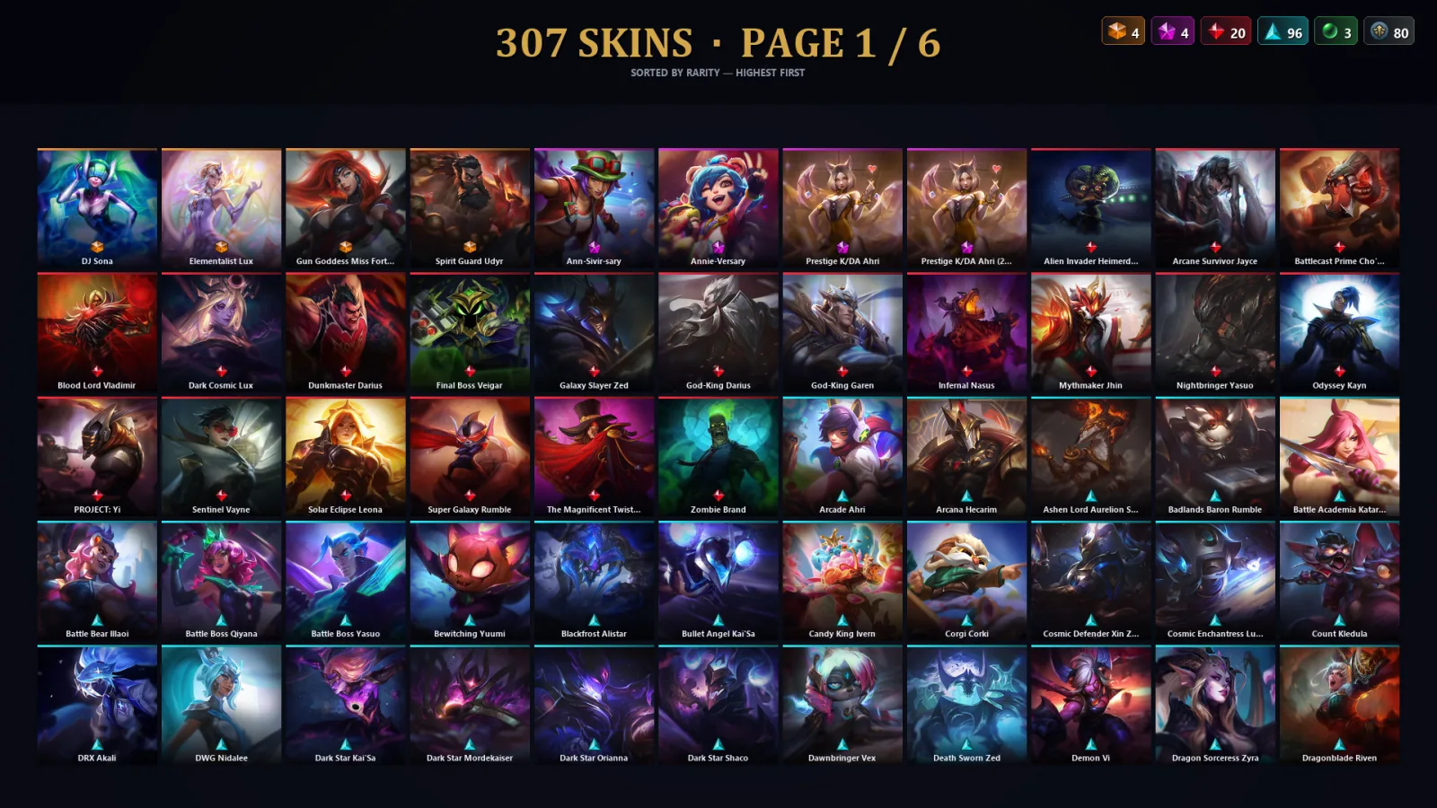 [LoL] | TR | Level 483 | Gold I | 173 Champions | 307 Skins | 193,695 BE