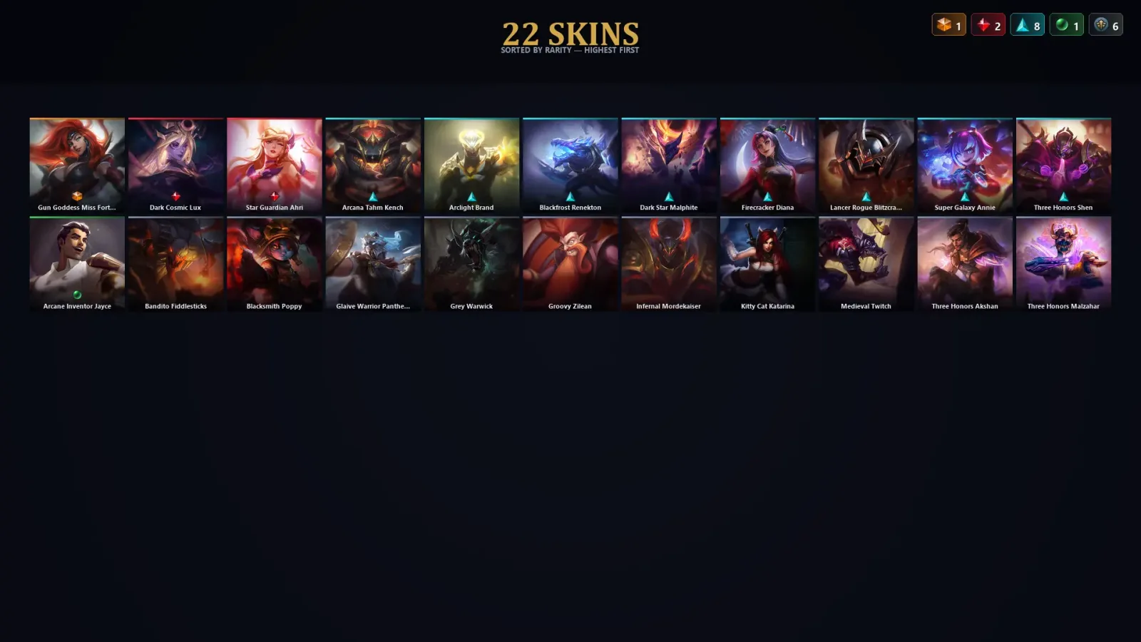 [LoL] | EUW | Level 77 | Platinum IV | 92 Champions | 22 Skins — LoL account