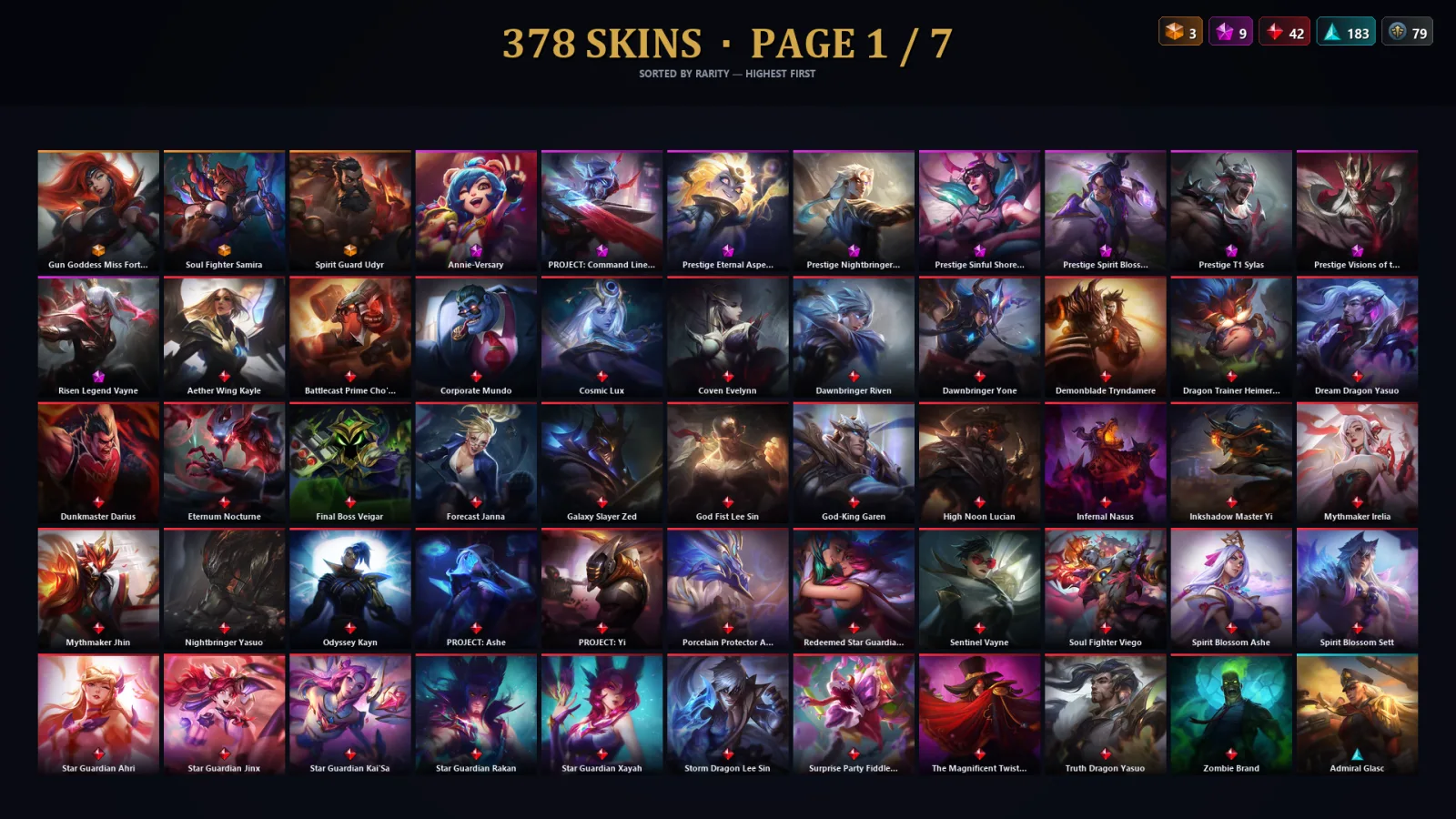 [LoL] | EUW | Level 500 | Diamond III | 173 Champions | 378 Skins | 48,662 BE