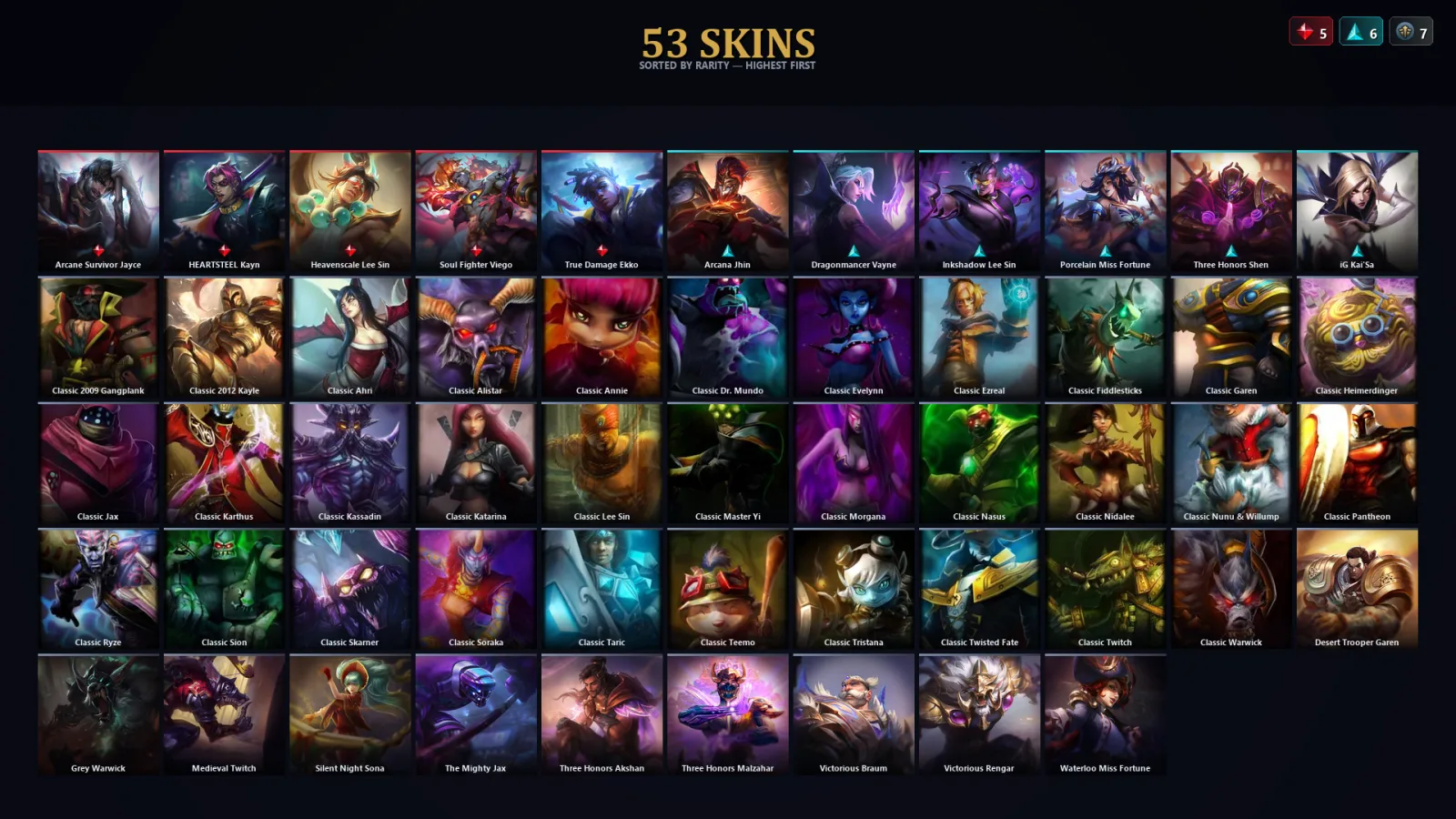 [LoL] | EUW | Level 71 | Gold IV | 96 Champions | 53 Skins | 13,584 BE