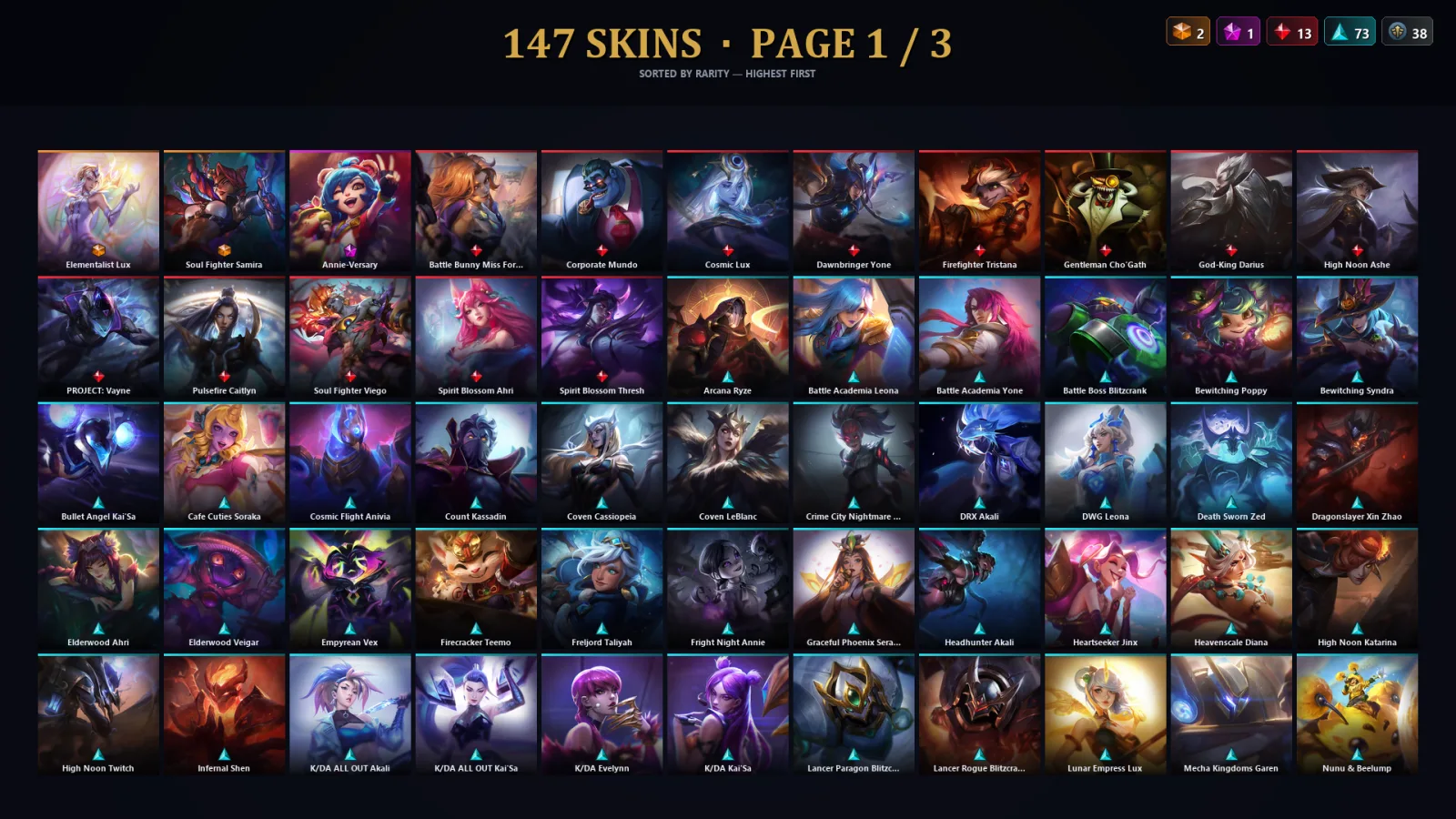 [LoL] | EUW | Level 30 | Master | 158 Champions | 147 Skins