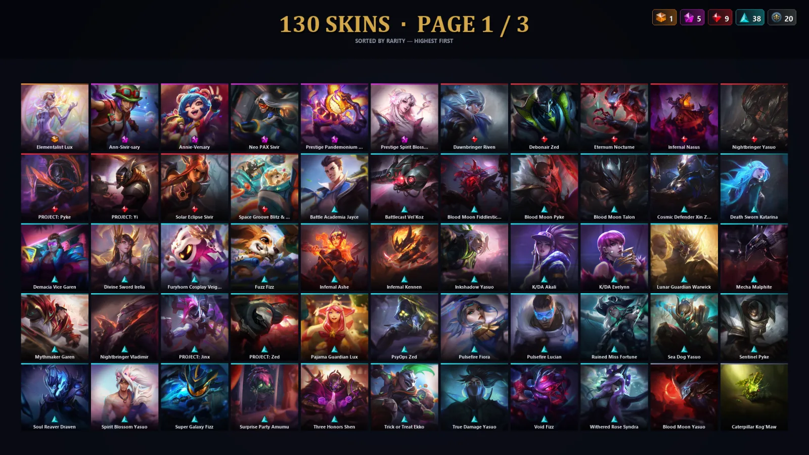 [LoL] | EUW | Level 366 | Diamond IV | 173 Champions | 130 Skins | 43,147 BE