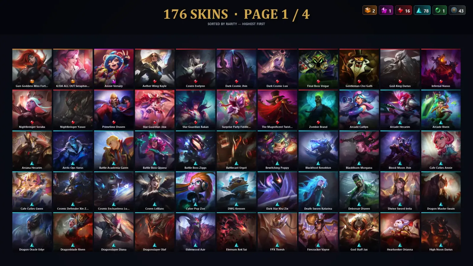 [LoL] | EUW | Level 319 | 166 Champions | 176 Skins — LoL account