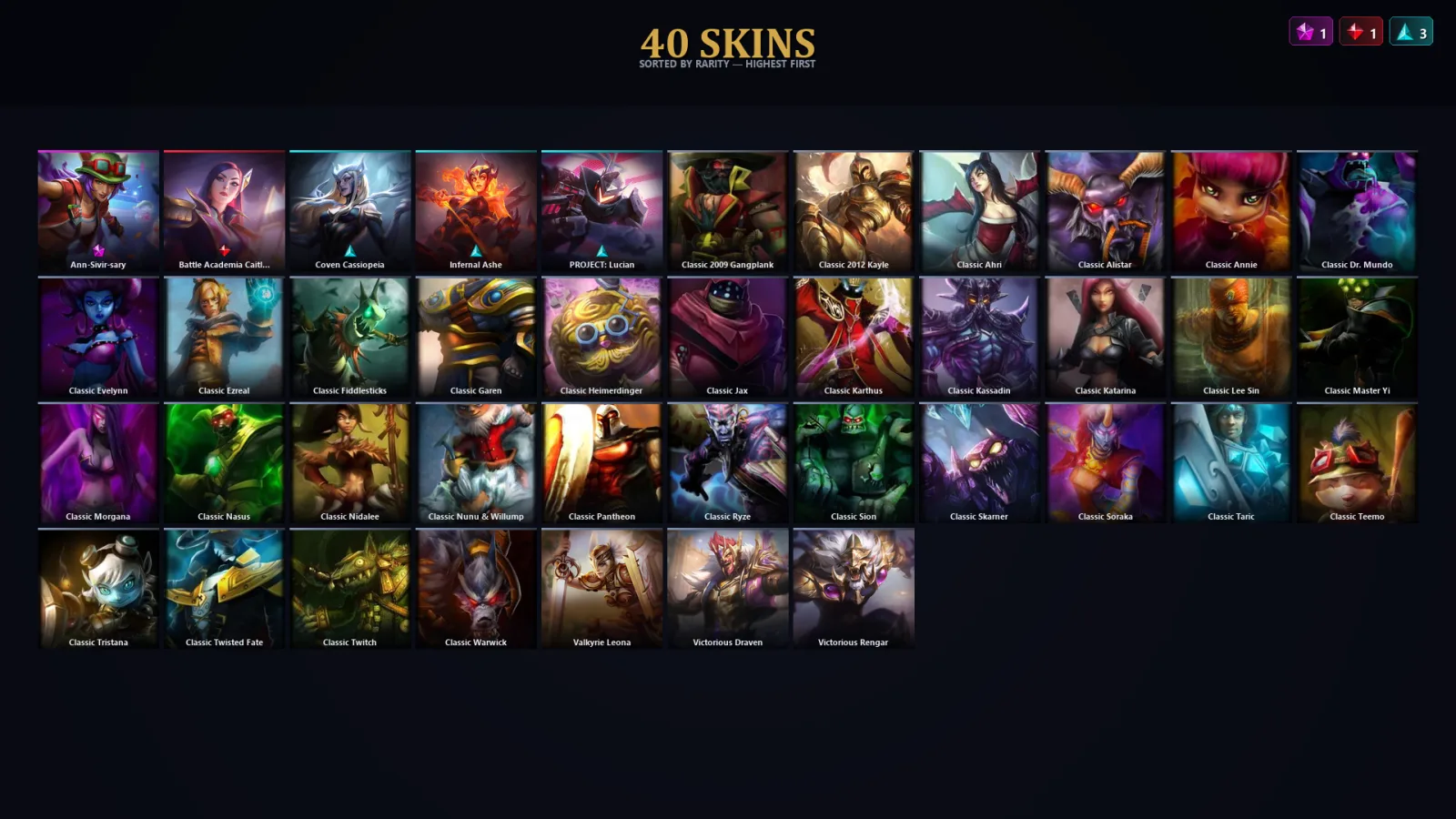 [LoL] | EUW | Level 52 | Silver I | 81 Champions | 40 Skins | 16,757 BE