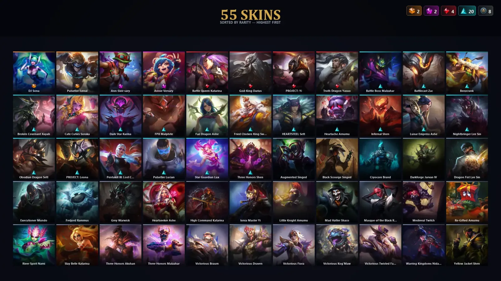 [LoL] | TR | Level 302 | Gold IV | 173 Champions | 55 Skins | 69,357 BE