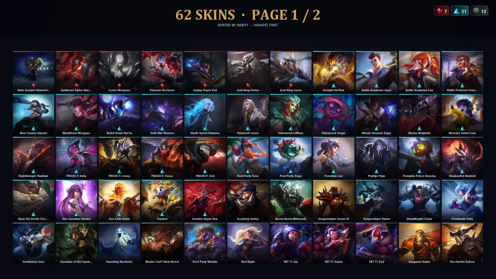[LoL] | TR | Level 183 | 93 Champions | 62 Skins