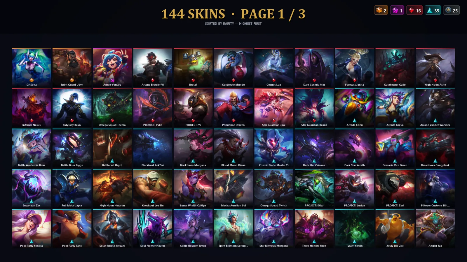 [LoL] | EUW | Level 336 | Platinum II | 173 Champions | 144 Skins | 151,652 BE