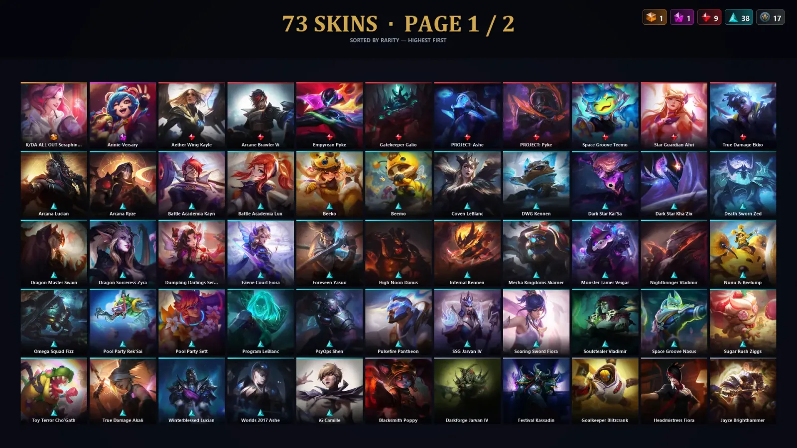 [LoL] | TR | Level 80 | Platinum II | 137 Champions | 73 Skins — LoL account
