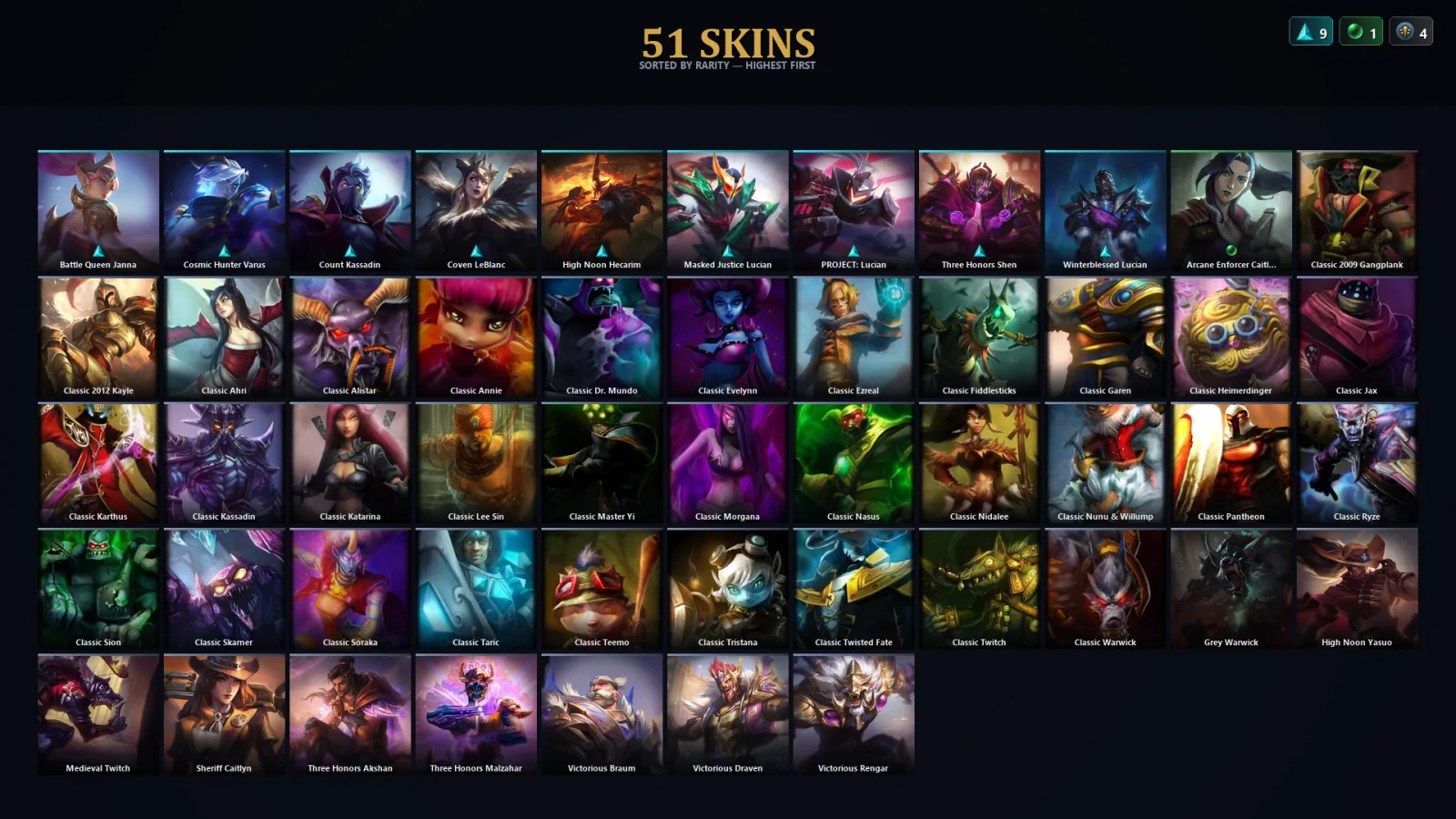 [LoL] | EUW | Level 56 | Diamond I | 65 Champions | 51 Skins | 19,077 BE