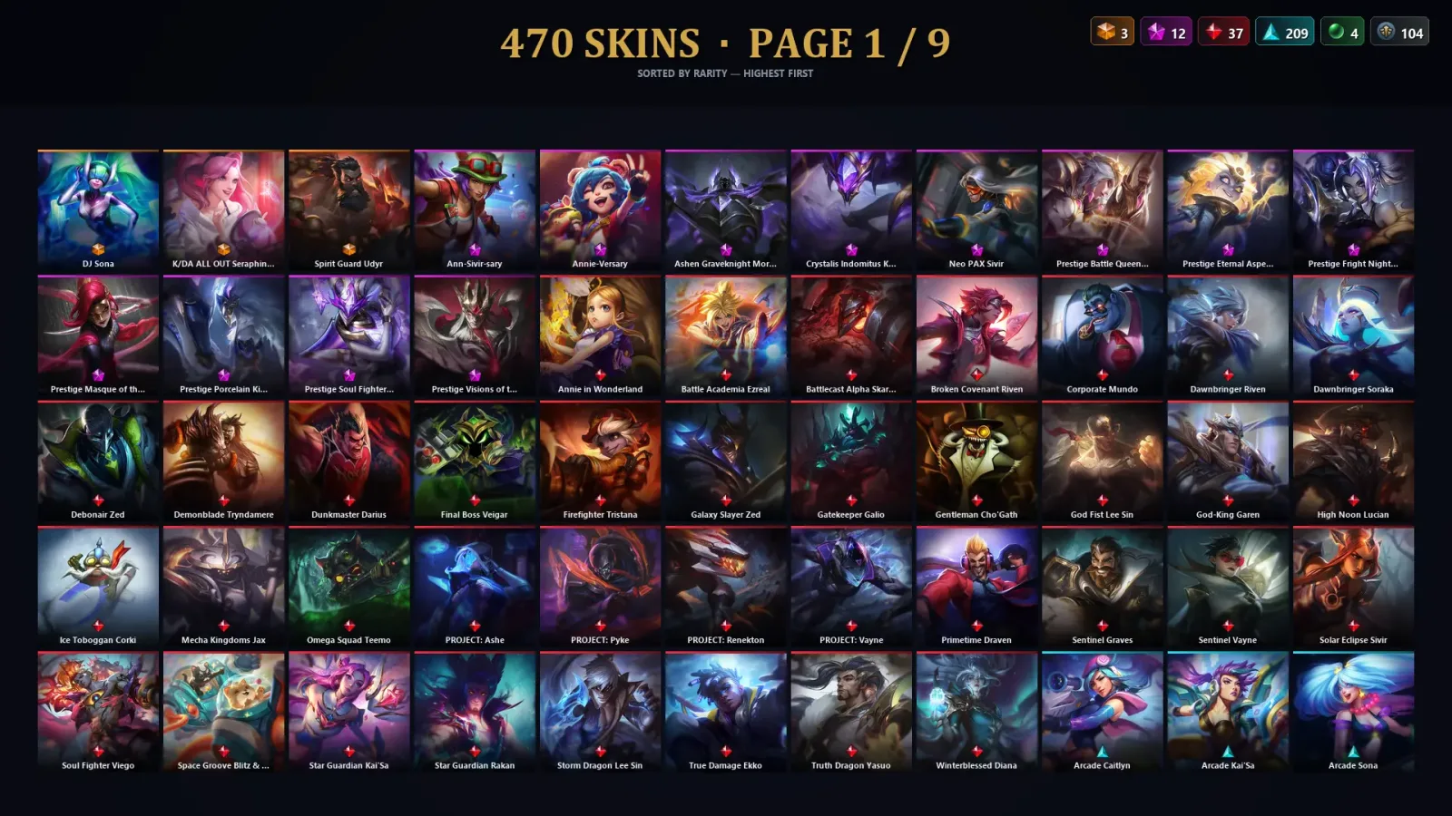[LoL] | EUW | Level 461 | Silver II | 172 Champions | 470 Skins | 17,445 BE — LoL account