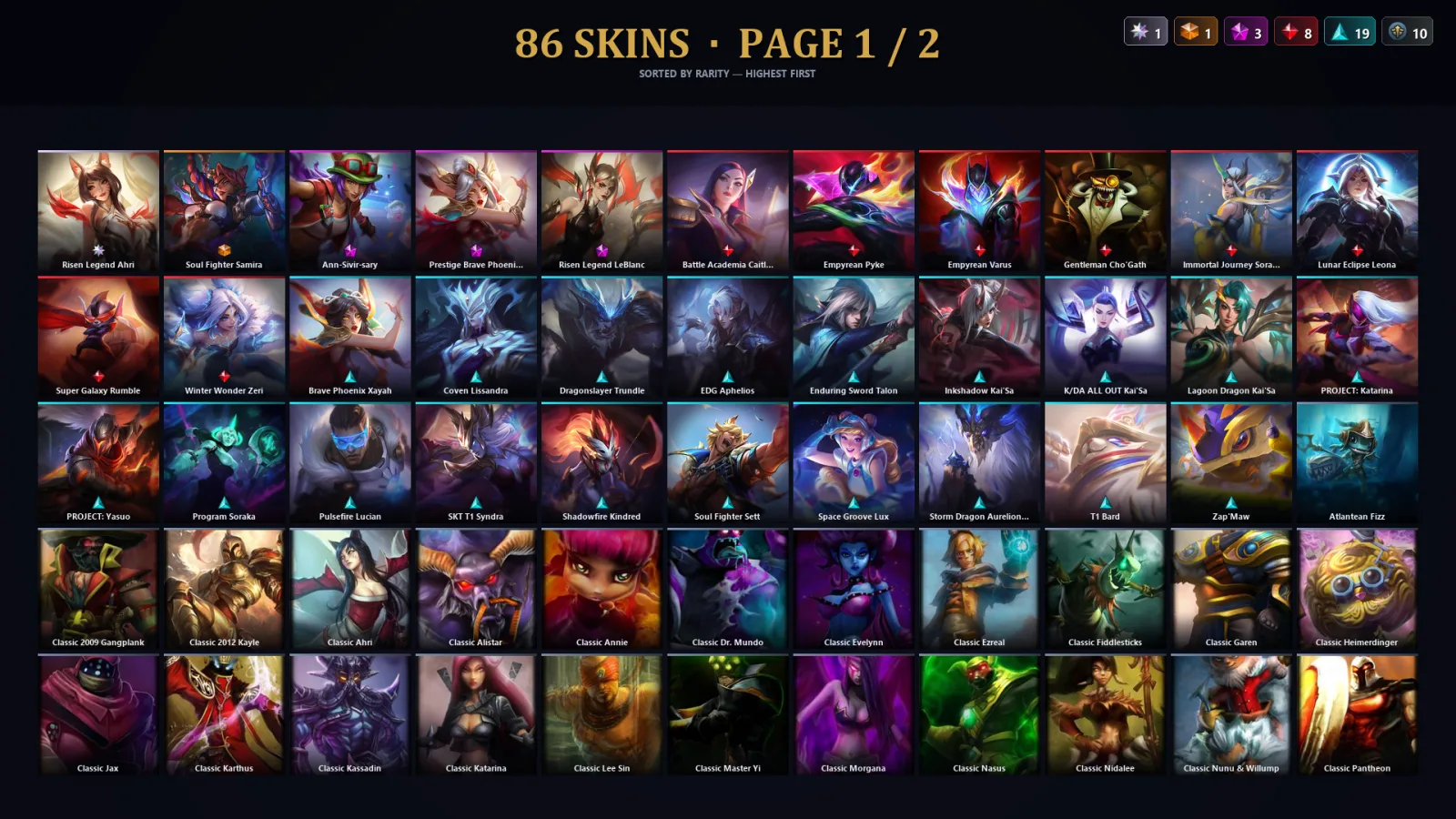 [LoL] | TR | Level 108 | Emerald I | 117 Champions | 54 Skins | 19,773 BE