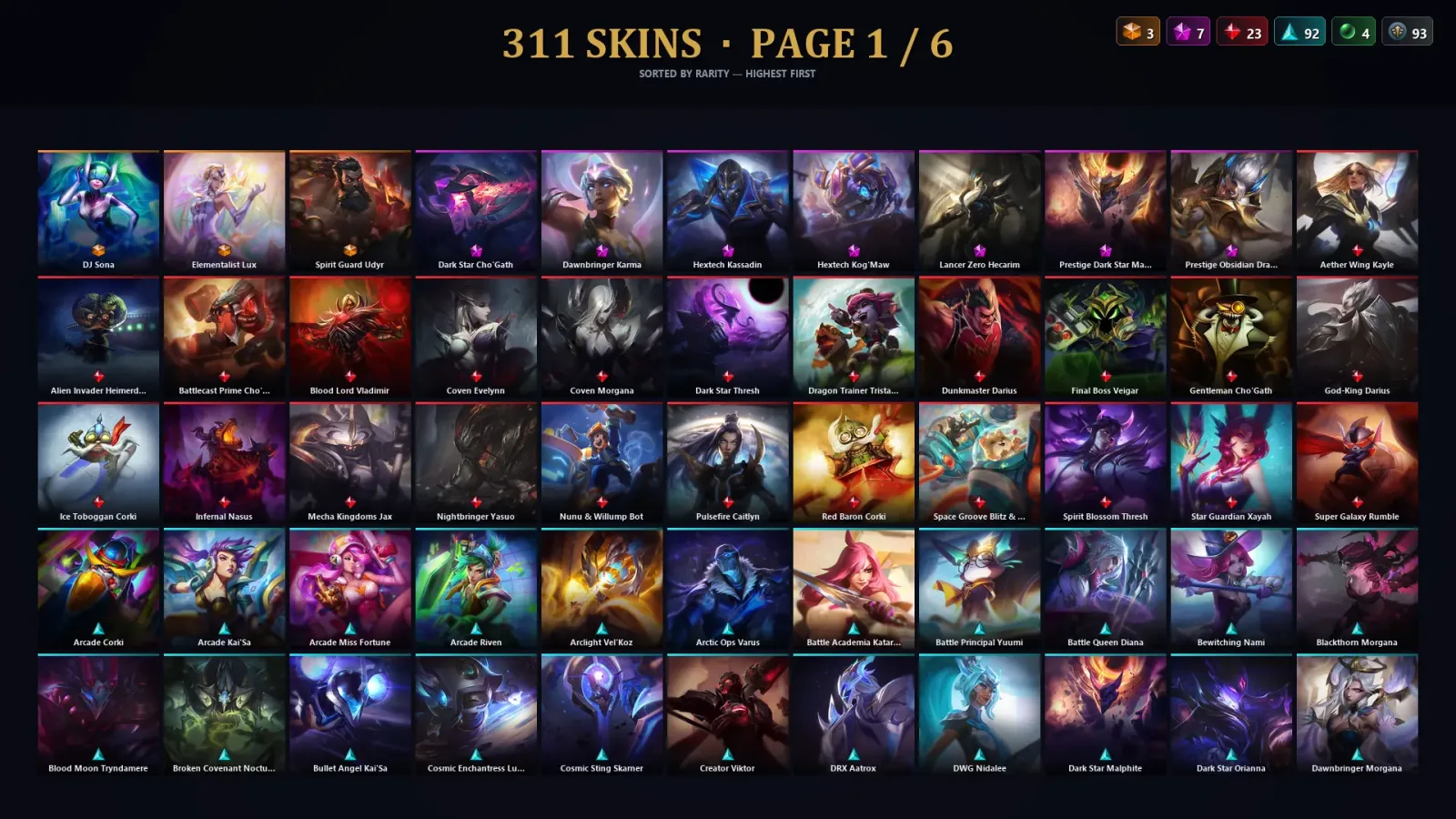 [LoL] | EUW | Level 311 | 164 Champions | 311 Skins — LoL account