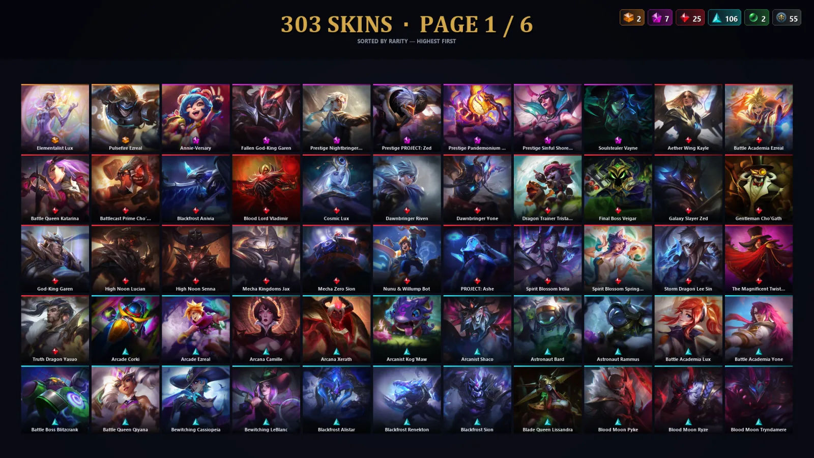 [LoL] | NA | Level 354 | 173 Champions | 303 Skins | 81,901 BE