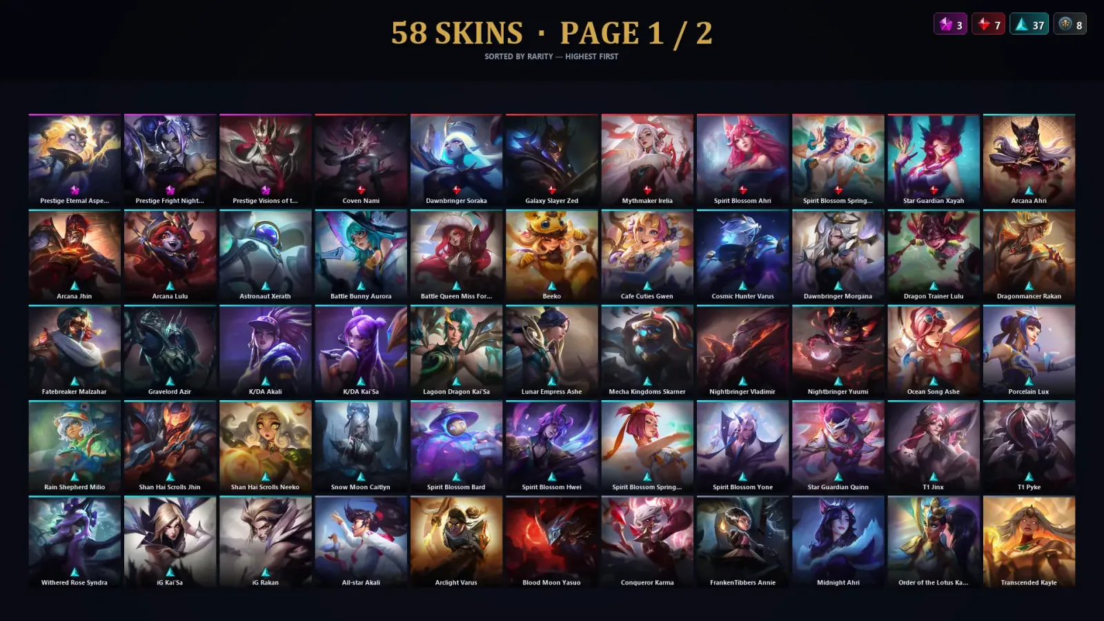 [LoL] | EUW | Level 85 | Bronze III | 88 Champions | 58 Skins | 21,223 BE