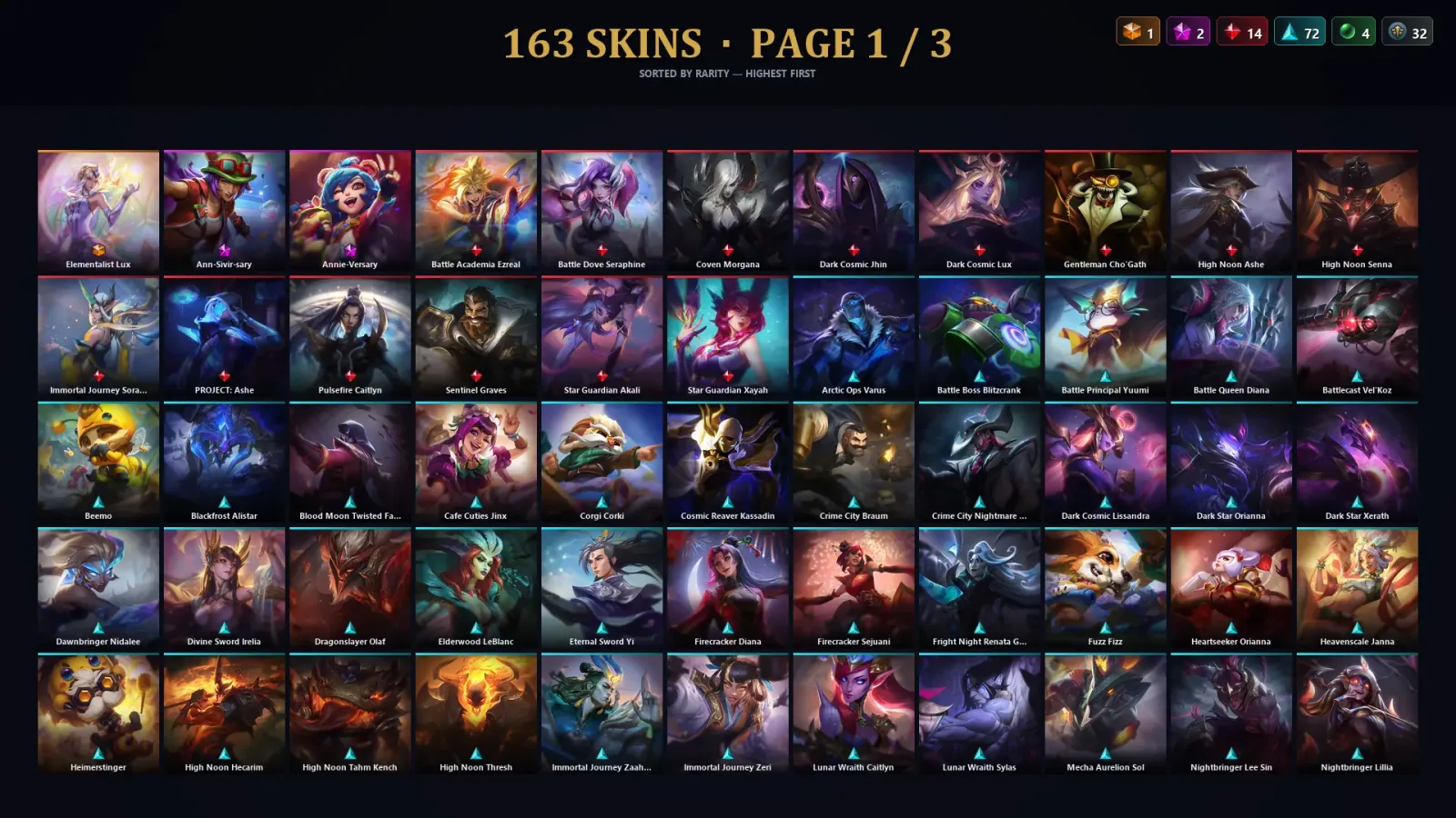 [LoL] | EUW | Level 289 | 173 Champions | 163 Skins | 19,821 BE