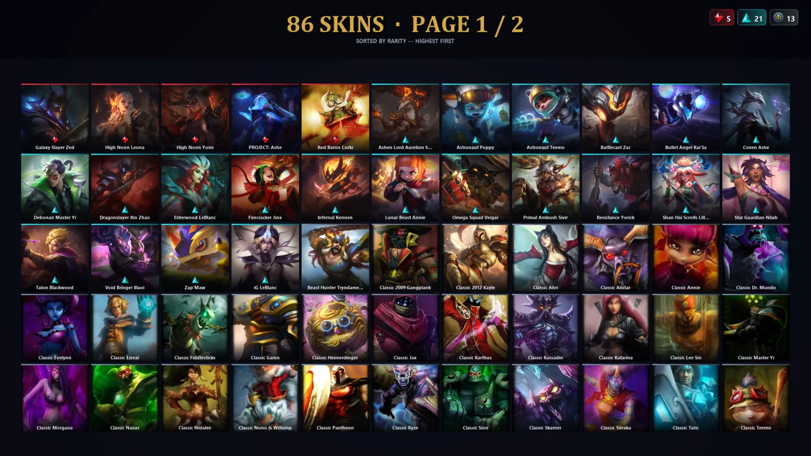 [LoL] | TR | Level 178 | Emerald III | 173 Champions | 54 Skins | 27,556 BE