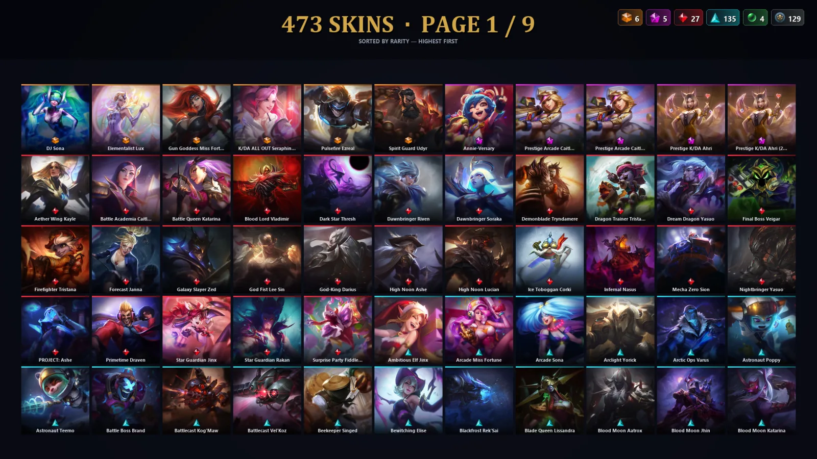 [LoL] | EUW | Level 349 | 166 Champions | 441 Skins