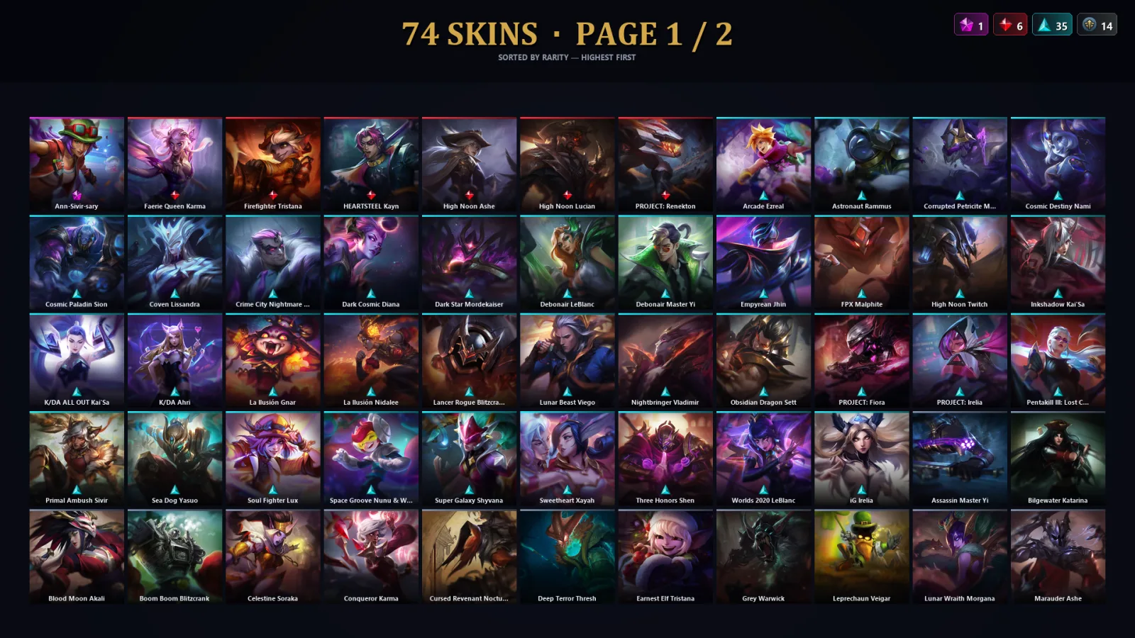 [LoL] | TR | Level 196 | Platinum II | 141 Champions | 74 Skins | 154,567 BE