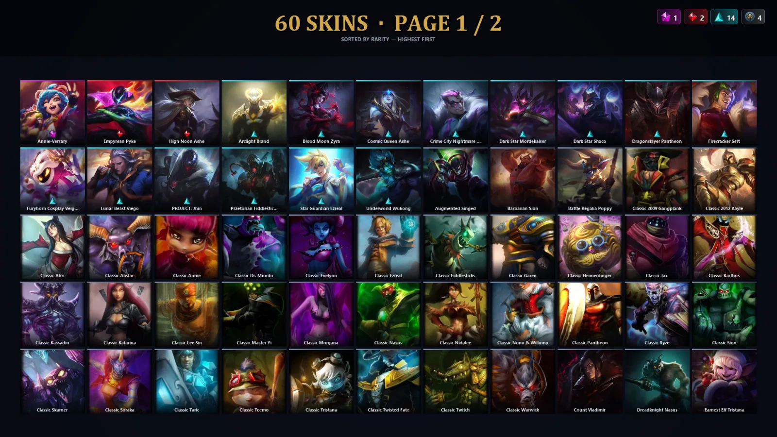 [LoL] | EUW | Level 108 | Bronze II | 156 Champions | 60 Skins