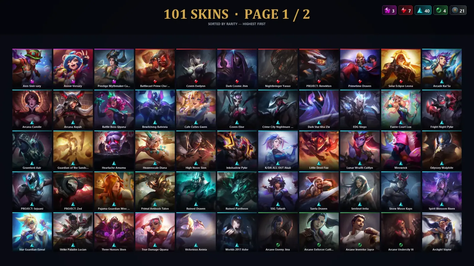 [LoL] | TR | Level 174 | Emerald I | 172 Champions | 101 Skins | 20,500 BE — LoL account