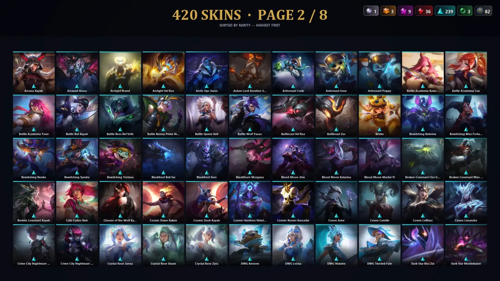 [LoL] | NA | Level 500 | 173 Champions | 420 Skins | 15,419 BE