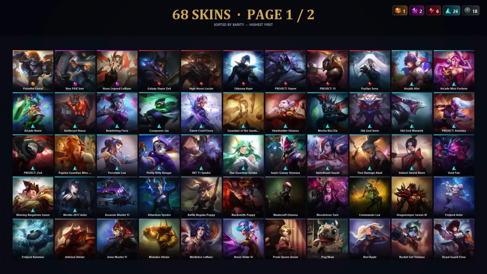 [LoL] | EUW | Level 142 | 127 Champions | 68 Skins