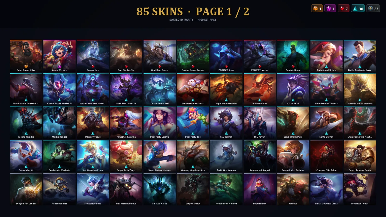 [LoL] | TR | Level 341 | 156 Champions | 85 Skins | 48,391 BE